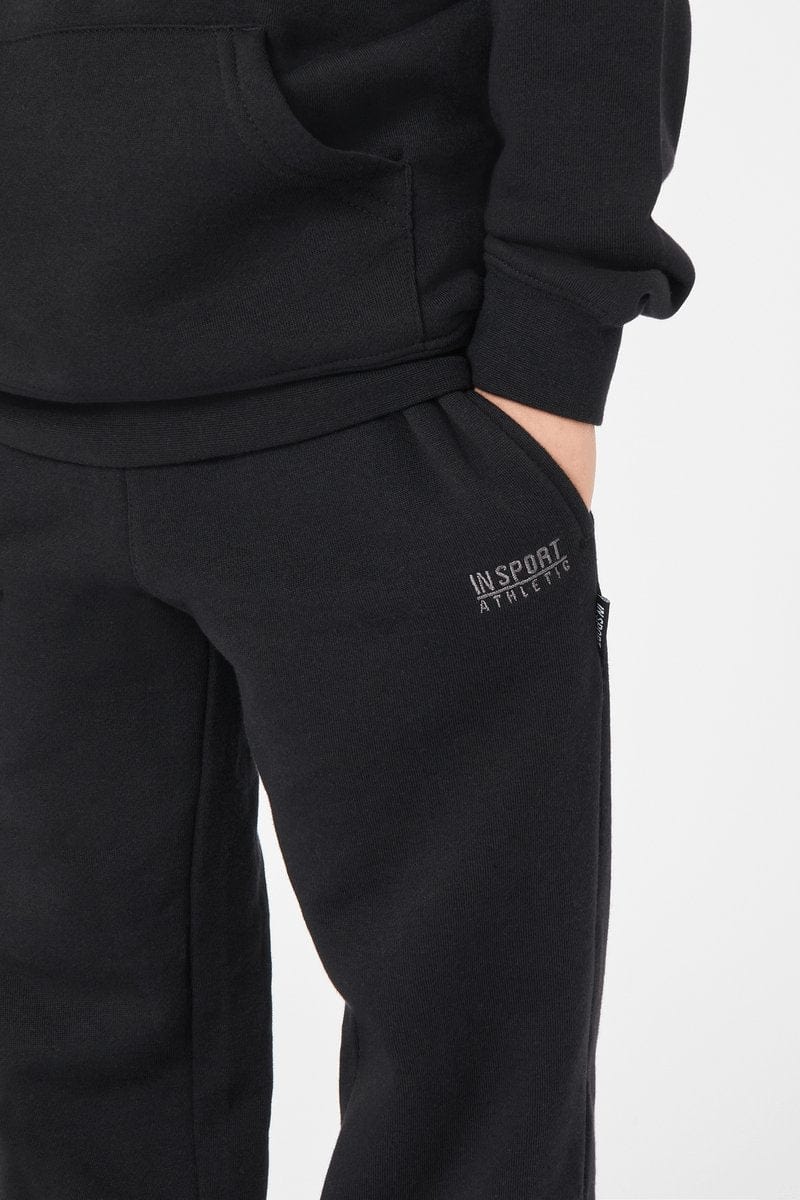 INSPORT JUNIOR ALASKA BLACK TRACKPANTS - Kids' Athletic Jogger Pants for Running, Training & Casual Wear - Comfortable Fleece-Lined Sweatpants for Boys & Girls