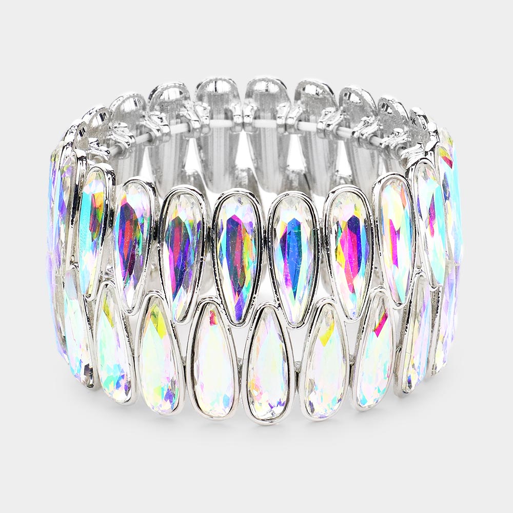 Elegant AB Elongated Teardrop Stone Pageant Bracelet for Prom, Pageants & Special Occasions | 506908 | Perfect for Evening Gowns & Formal Events