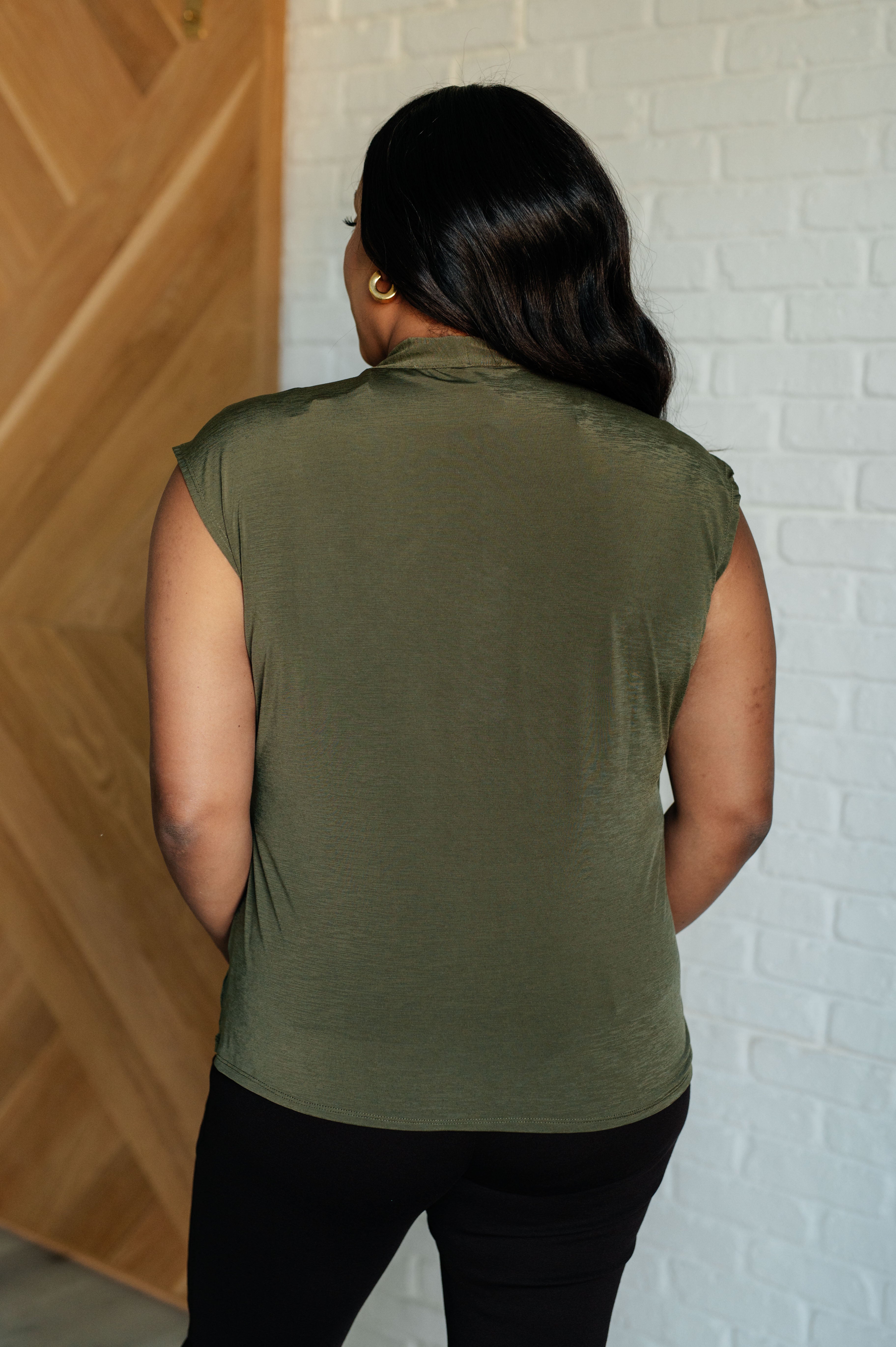 Classic Olive Surplice Front Top for Women - Elegant V-Neck Blouse for Casual & Office Wear | Perfect for Layering, Date Nights & Work Outfits
