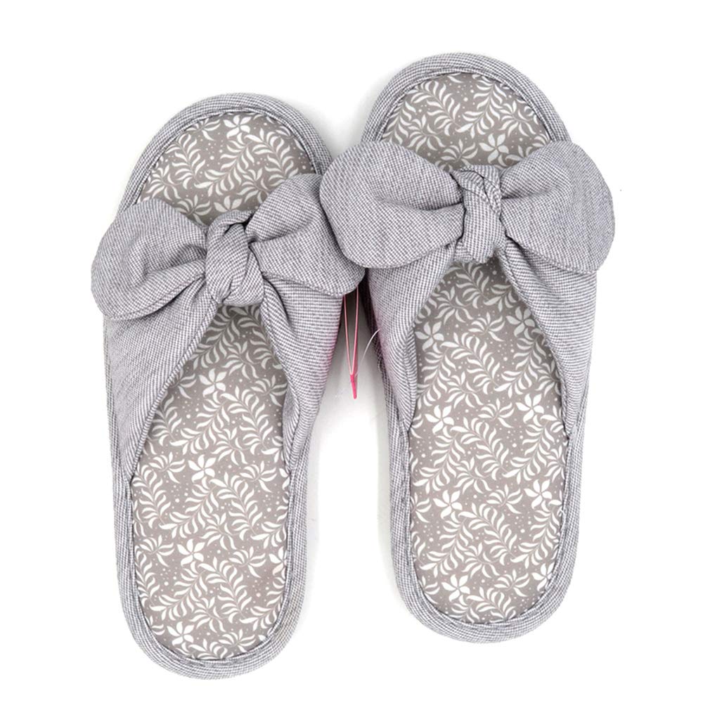 Millffy Women's Cotton Bowknot Slippers - Breathable Anti-Slip Indoor House Shoes for Women - Perfect for Home, Spa, and Relaxation