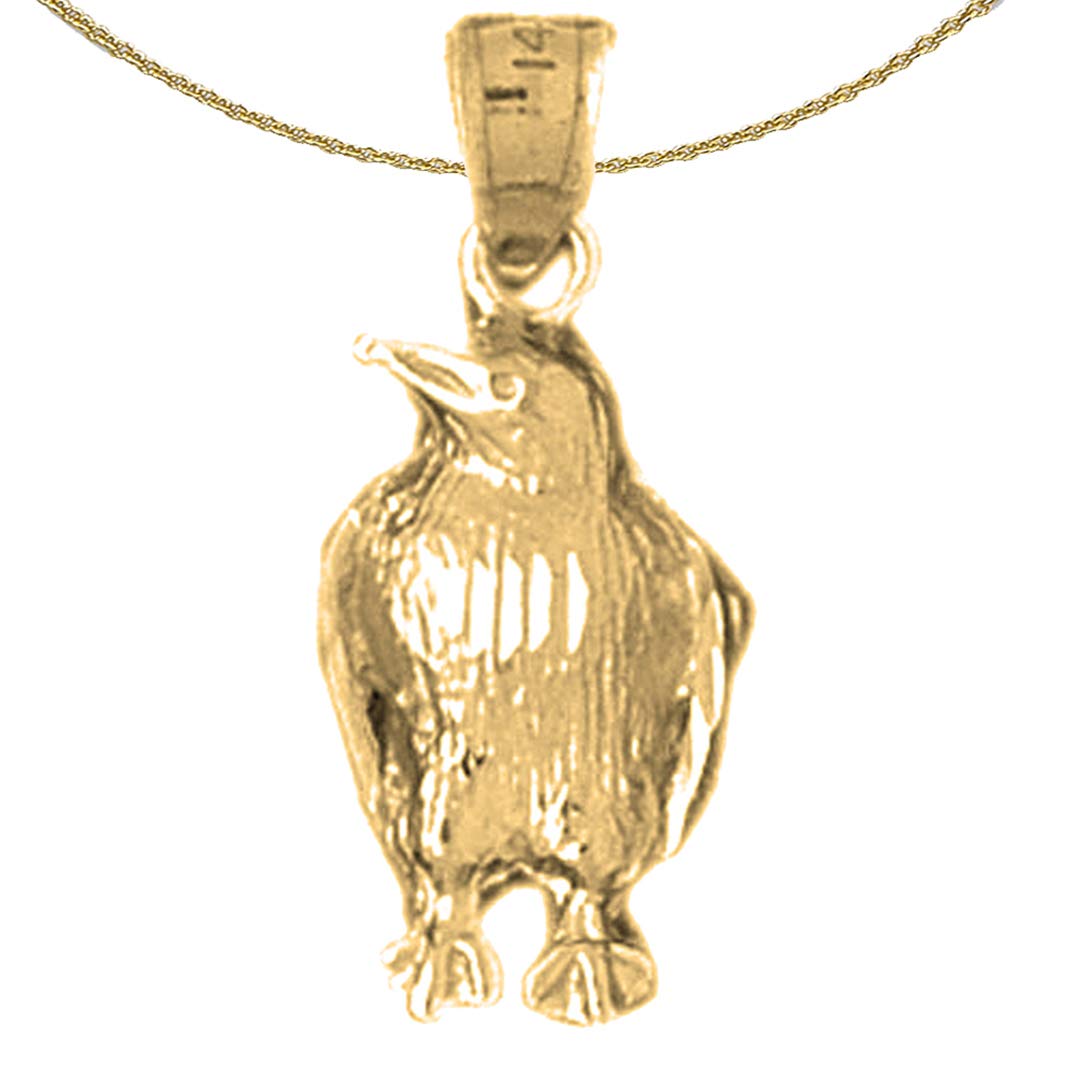 14K Yellow Gold Plated 925 Sterling Silver Baby Penguin Pendant Necklace - 18