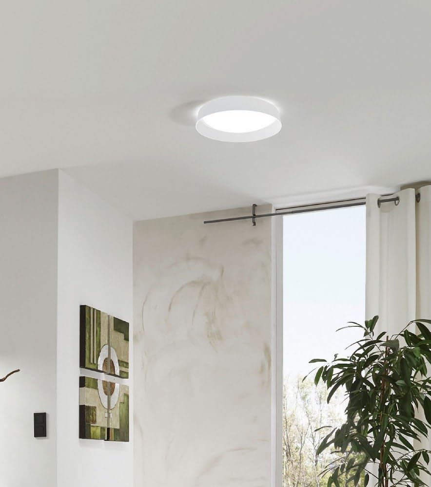 EGLO 93388A White LED Ceiling Light Fixture - Modern Energy Efficient Lighting for Living Room, Bedroom & Kitchen