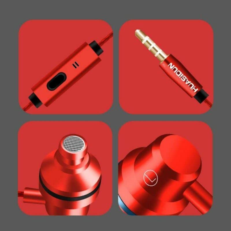 Best Wired In-Ear Headphones with 3.5mm Jack - Deep Bass Noise Isolating Earbuds with Built-in Mic - Compatible with Samsung, Android Phones, Laptops & Computers (Red) - Perfect for Gaming, Workouts & Commuting