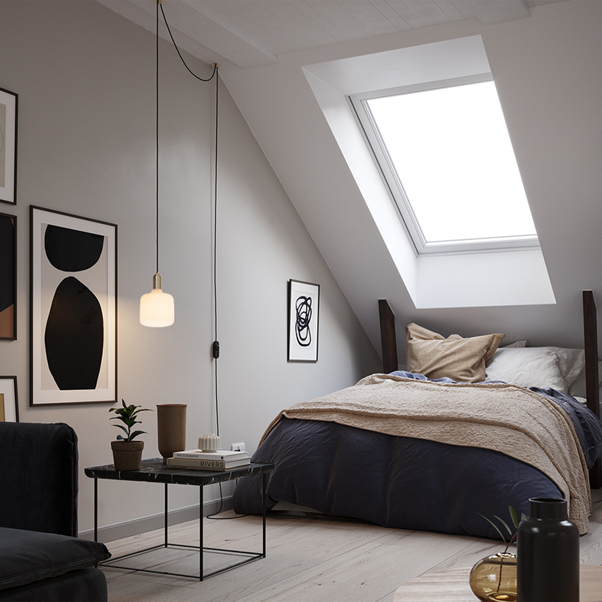 Oblo Brass Pendant Light - Modern Hanging Ceiling Fixture for Dining Room, Kitchen & Bedroom Lighting