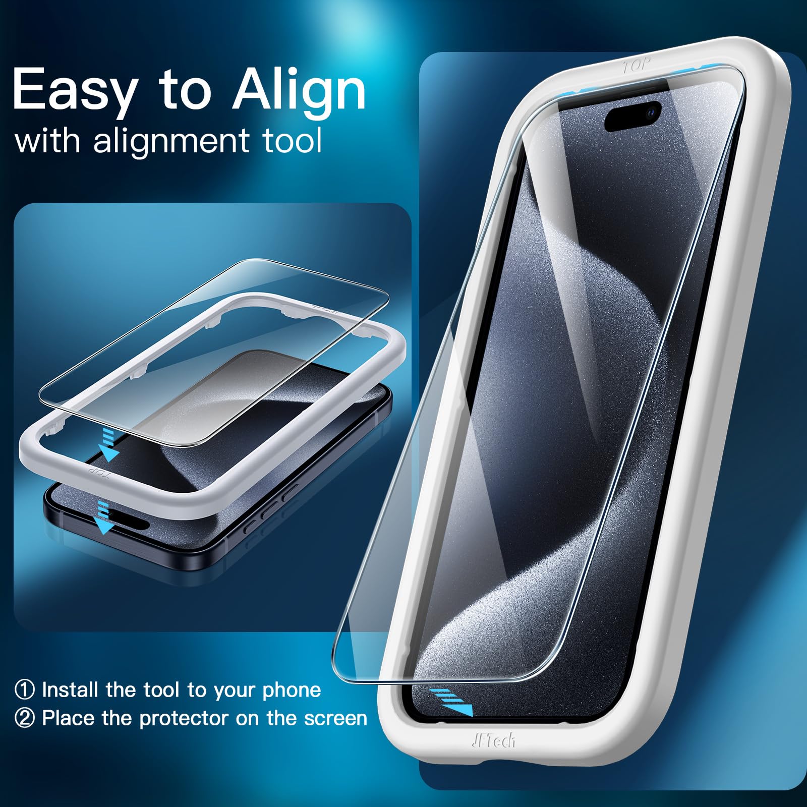 JETech 3 in 1 Magnetic Case for iPhone 15 Pro Max 6.7-Inch | 2 Pack Tempered Glass Screen Protectors | MagSafe Compatible | Translucent Matte Shockproof Phone Cover (Storm Blue) | Perfect for Daily Use, Travel & Outdoor Activities