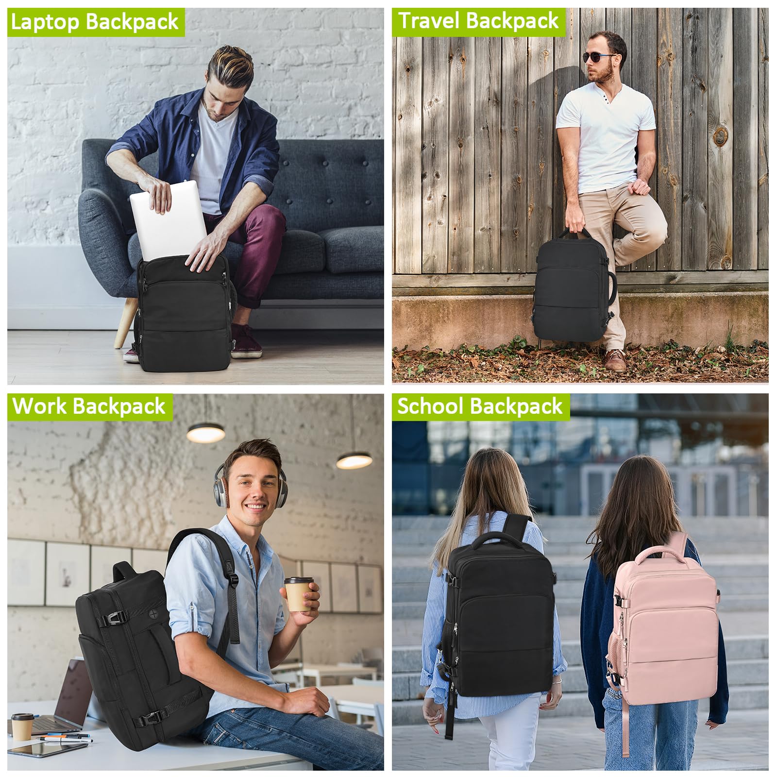 Durable Carry On Backpack for Men & Women - Airline Approved Waterproof Travel Backpack with Laptop Compartment (Fits 16