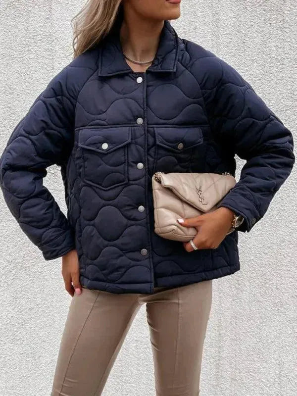Stylish Loose Buttoned Women's Jacket - Casual Long Sleeve Cardigan for Spring & Fall - Perfect for Office, Dating & Outdoor Activities