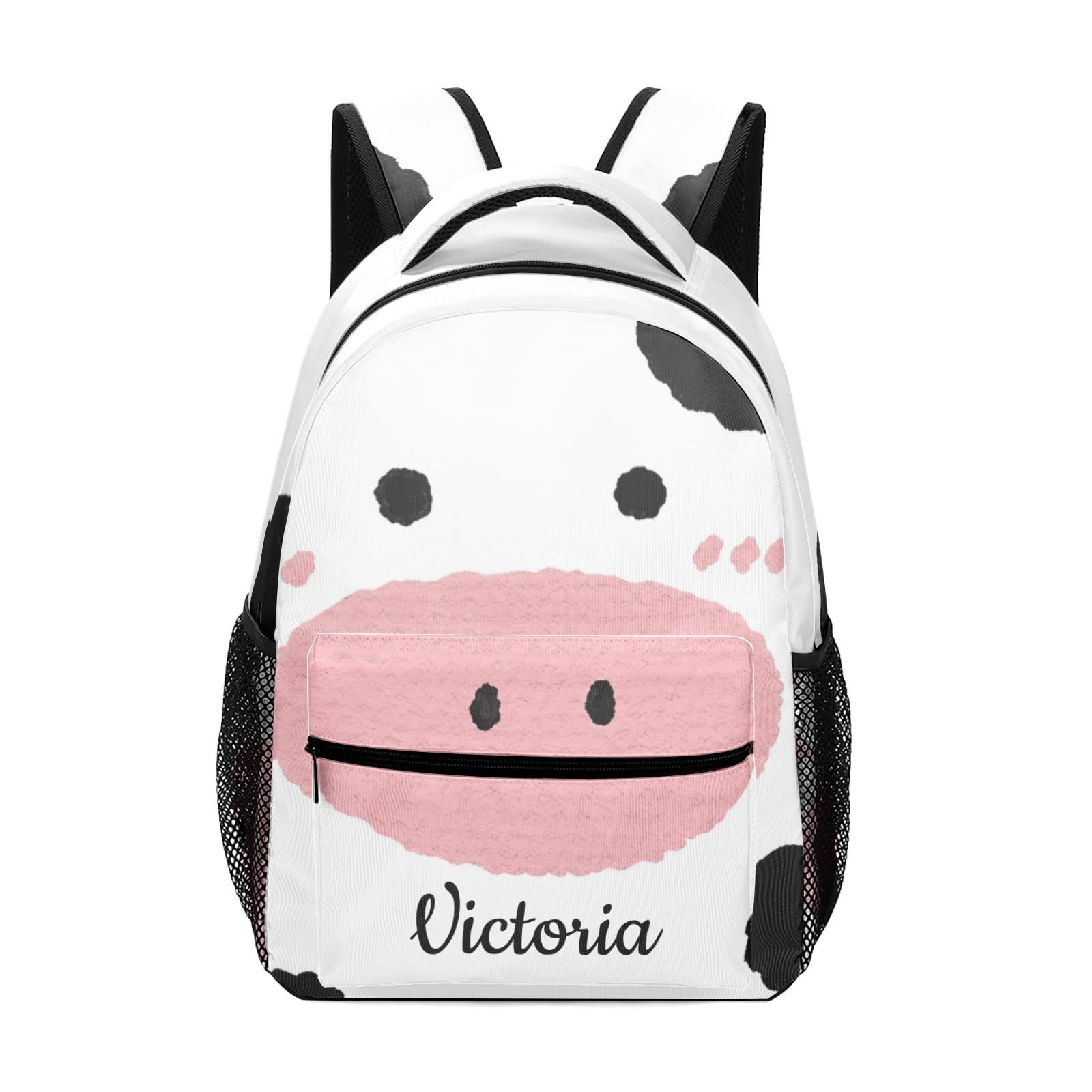 Custom Cow Print Backpack with Name - Stylish School & Travel Daypack for Kids & Teens - Perfect for School, College, and Weekend Adventures