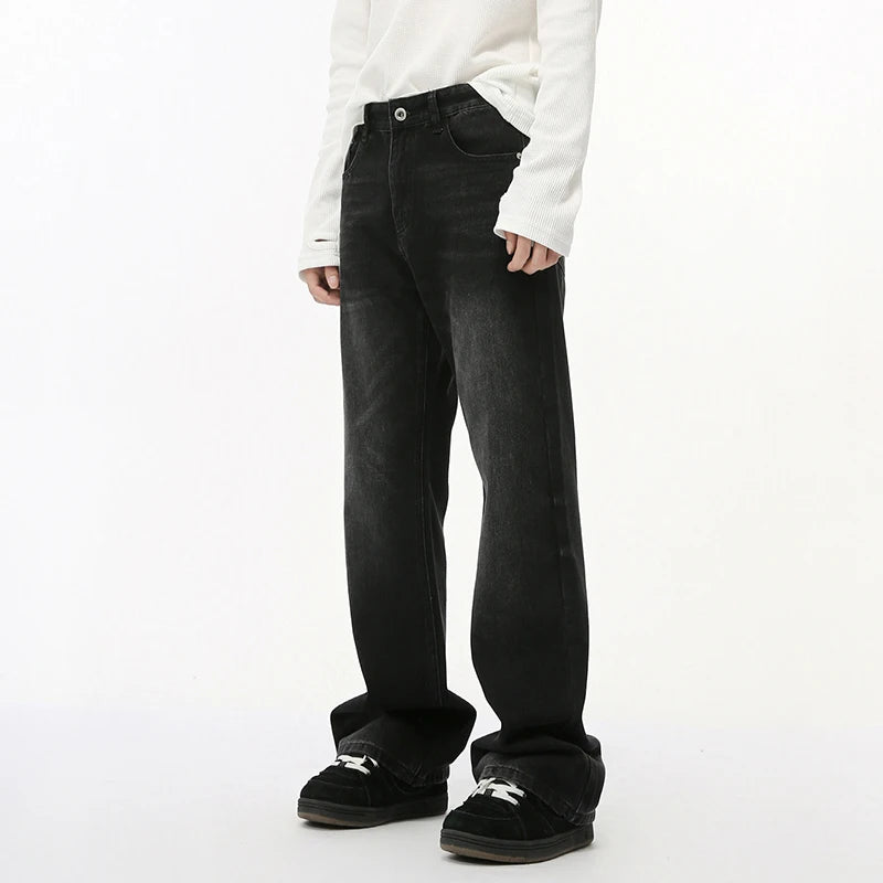 2024 Trendy American Men's Boot Cut Denim Jeans - Casual Loose Fit Wide Leg Zipper Pants for Everyday Wear | Style 9C7288 | Perfect for Streetwear & Casual Outings