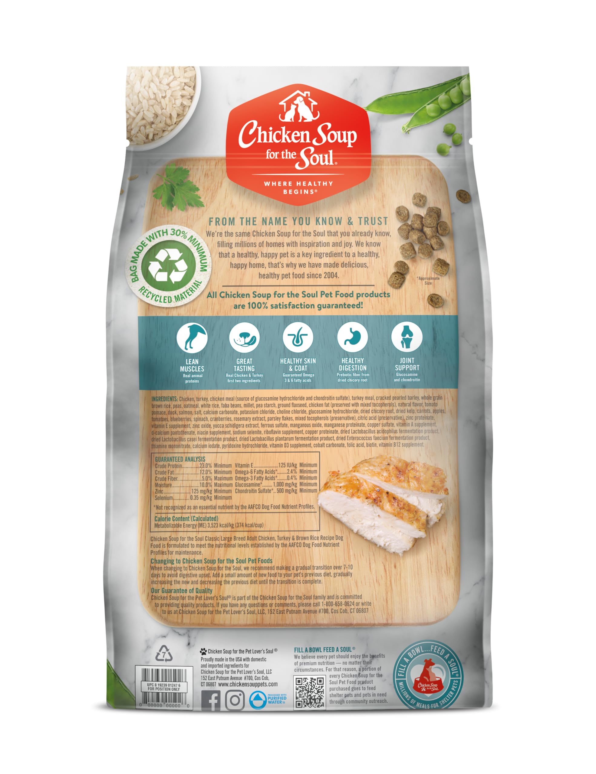 Chicken Soup for the Soul Classic Dry Large Breed Adult Dog Food - Chicken, Turkey & Brown Rice Recipe, 13.5 lb - Soy Free, Corn Free, Wheat Free - Made with Real Ingredients - Premium Nutrition for Active Large Breed Dogs