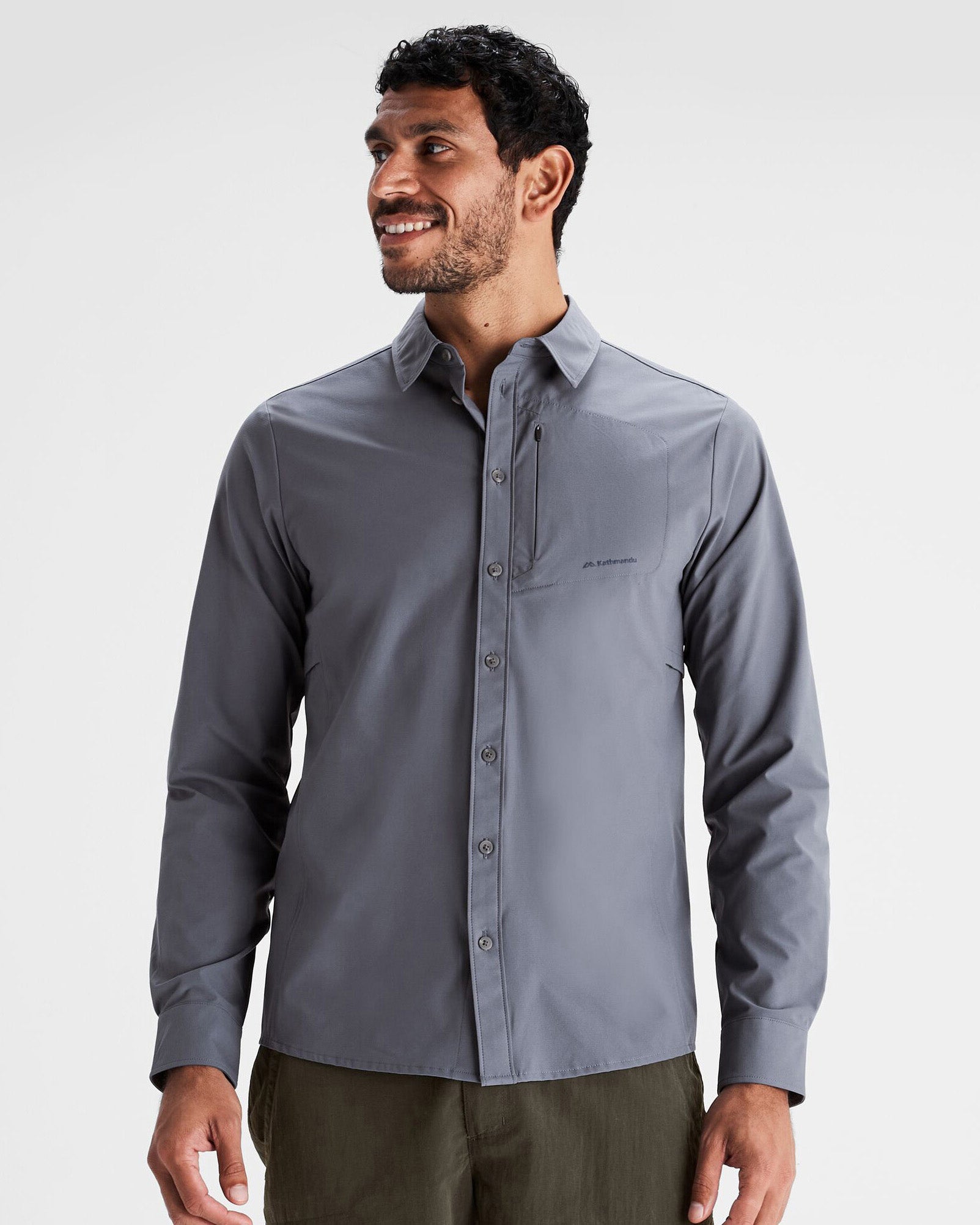 Men's Sun Protection Long Sleeve Shirt - UPF 50+ Lightweight Quick-Dry Fishing Hiking Shirt in Light Navy - Perfect for Outdoor Activities & Sun Safety