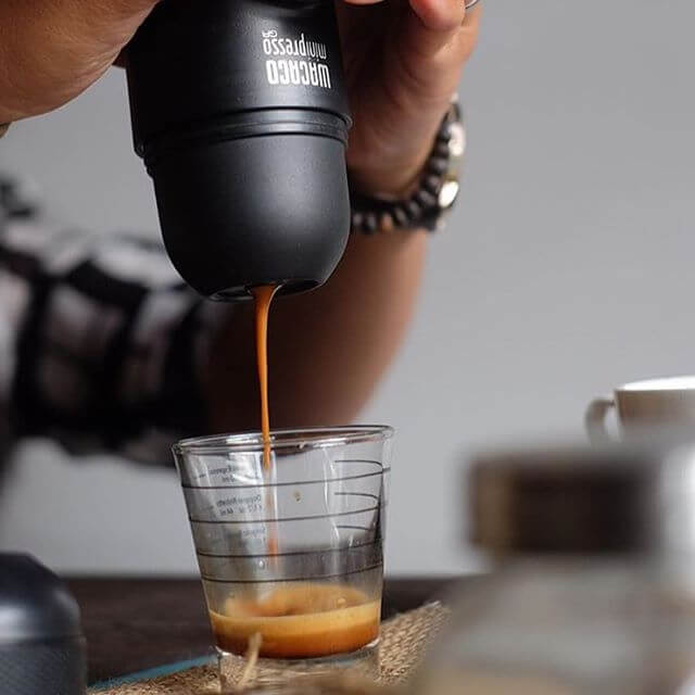 Wacaco MiniPresso GR Portable Espresso Maker for Coffee Grounds - Perfect for Travel, Camping & Office Use