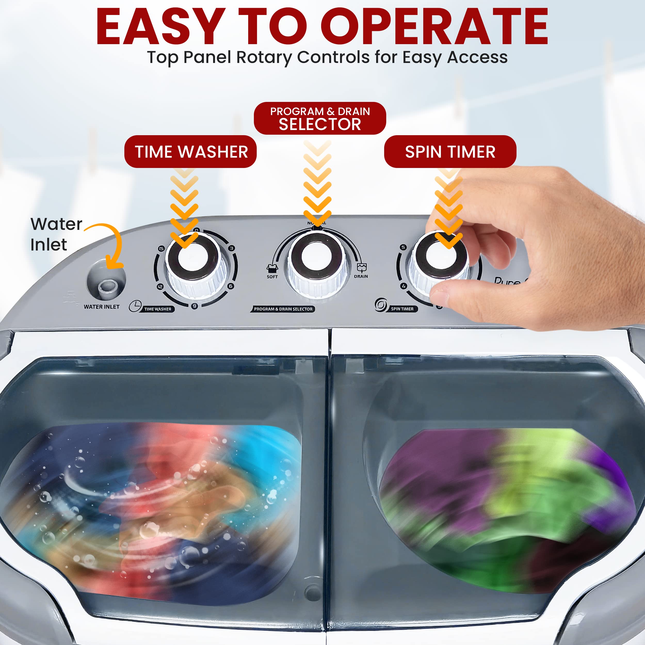 2 in 1 Portable Mini Washing Machine & Dryer - Compact Twin Tub Laundry Washer with 11lbs Capacity, 110V, Spin Cycle & Translucent Window - Perfect for Apartments, RVs, Dorms & Small Spaces