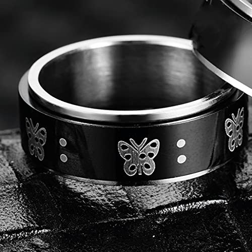 8MM Stainless Steel Cross Fidget Spinner Ring - Bling Jewelry for Women & Men - Stress Relief, Wedding Promise, Pinky Rings - Perfect for Anxiety Relief, Focus Aid, and Gift Giving