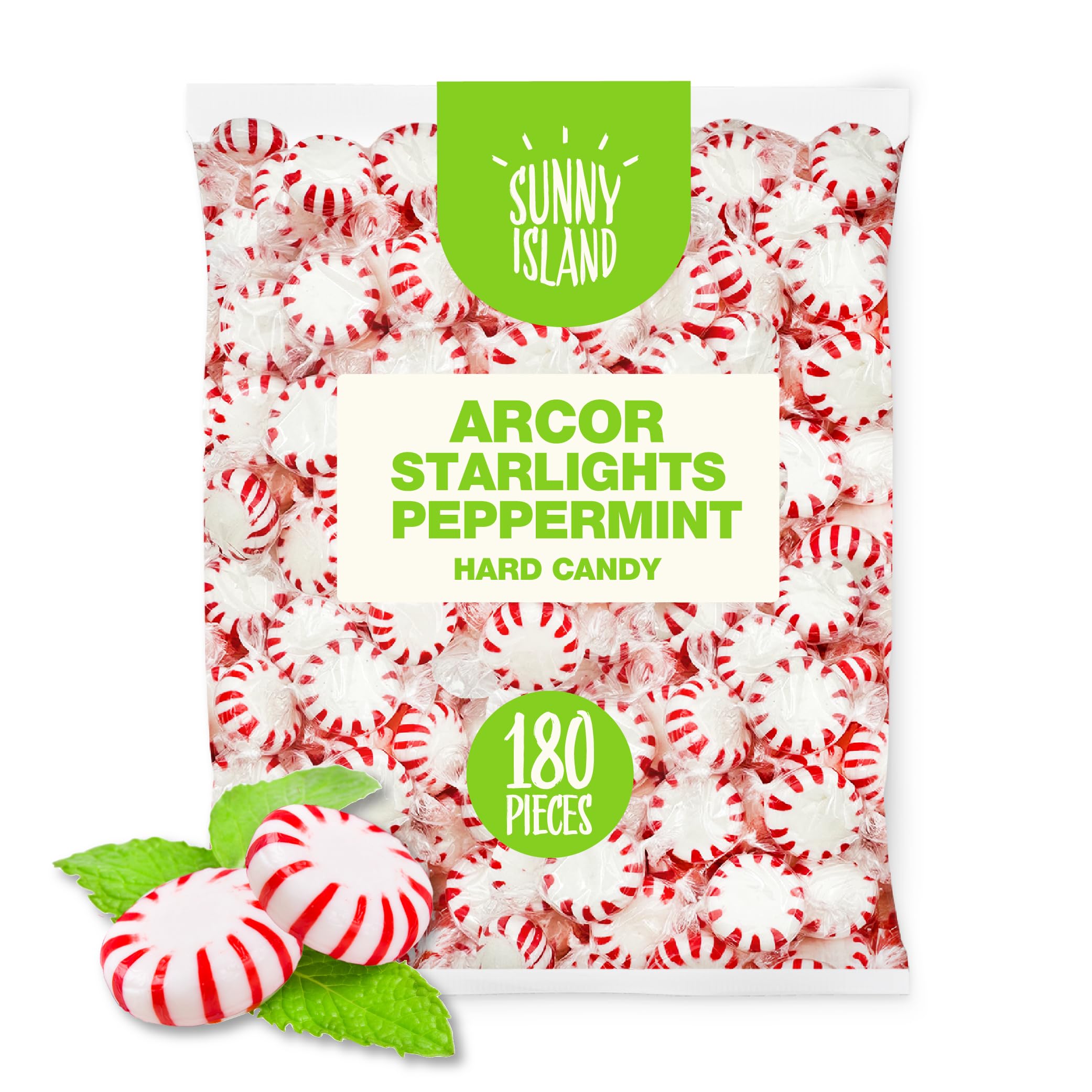 Arcor Starlight Peppermint Mints - 2 Pound Bulk Bag (Approx 180 Pieces) | Refreshing Hard Candy for Office, Parties & Travel | Sugar-Free Breath Freshener