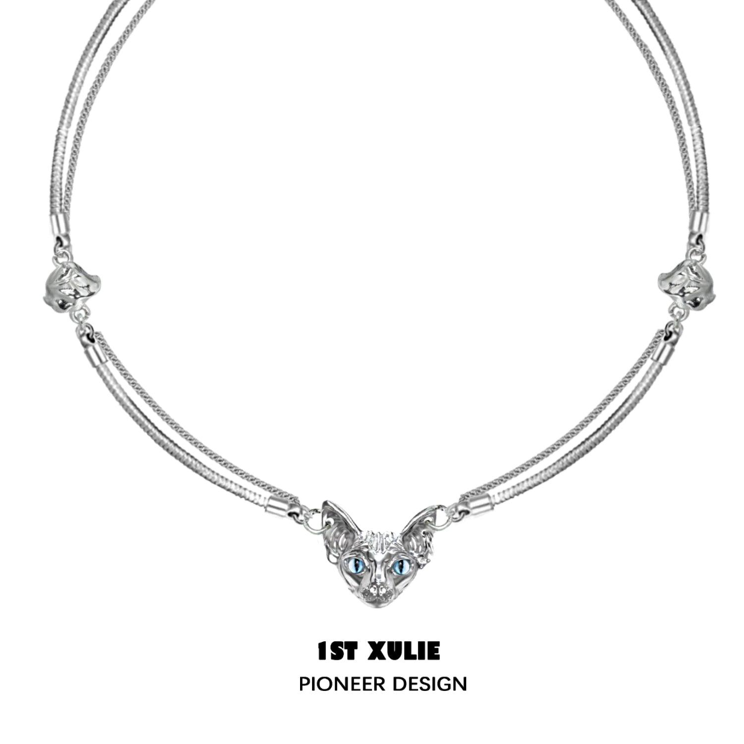18k Platinum Plated Cat's Gaze Choker Necklace for Women - Elegant Fashion Jewelry Gift for Birthday, Anniversary & Valentine's Day