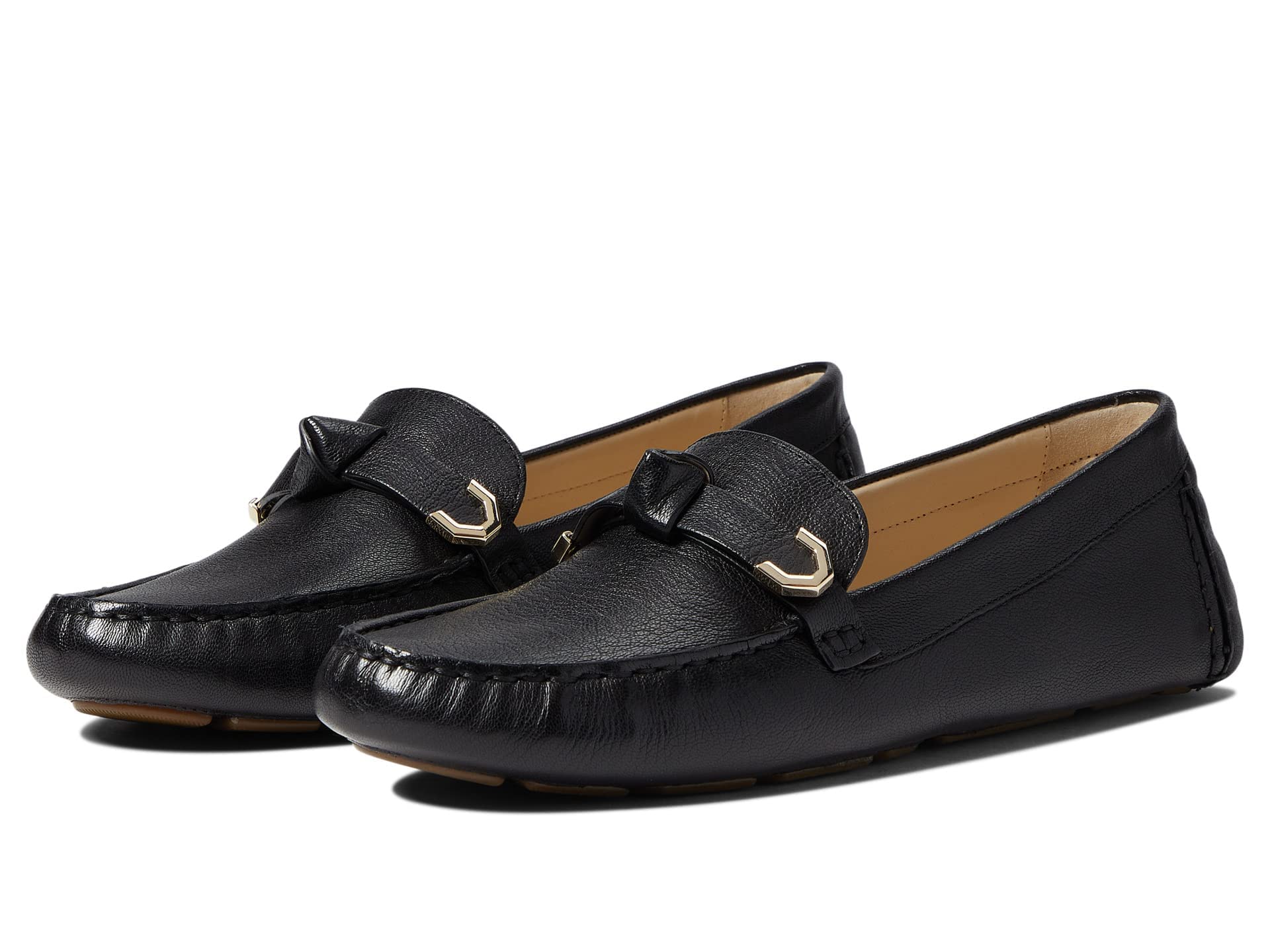 Cole Haan Women's Evelyn Bow Driver Loafer - Comfortable Slip-On Flats for Work, Travel & Casual Outfits | Leather Ballet Shoes with Bow Detail | Perfect for Office, Commuting & Everyday Wear