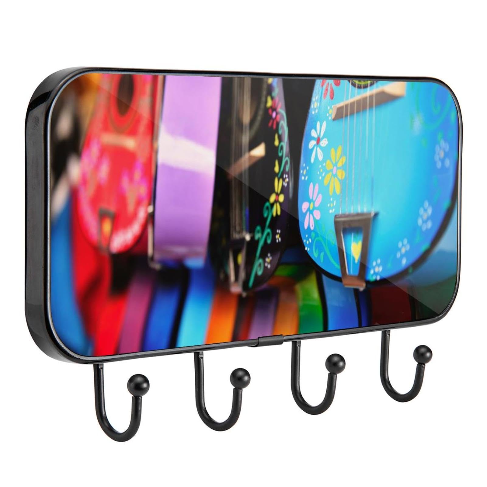 Colorful Guitar Wall Hooks - Adhesive Sticky Hooks for Hanging Decor, Keys & Towels - Perfect for Bedroom, Bathroom & Kitchen Organization