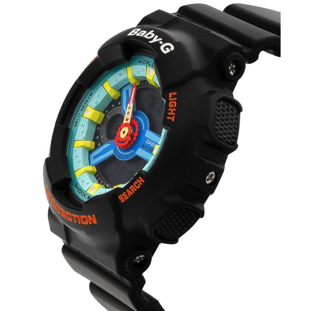 CASIO BABY-G BA-110NR-1ADR Digital Quartz Watch for Women - Black Resin Band, Shock Resistant, Water Resistant 200M - Perfect for Sports, Swimming & Outdoor Activities