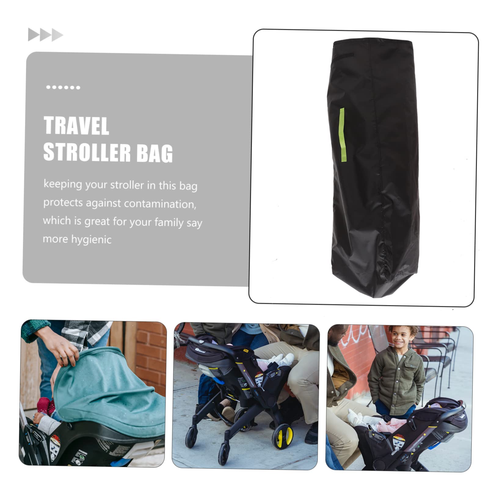 5-Pack Stroller Storage Bags - Durable Black Oxford Cloth Organizer for Baby Stroller, Car Seat & Airplane Travel - Perfect for Diapers, Toys & Travel Essentials