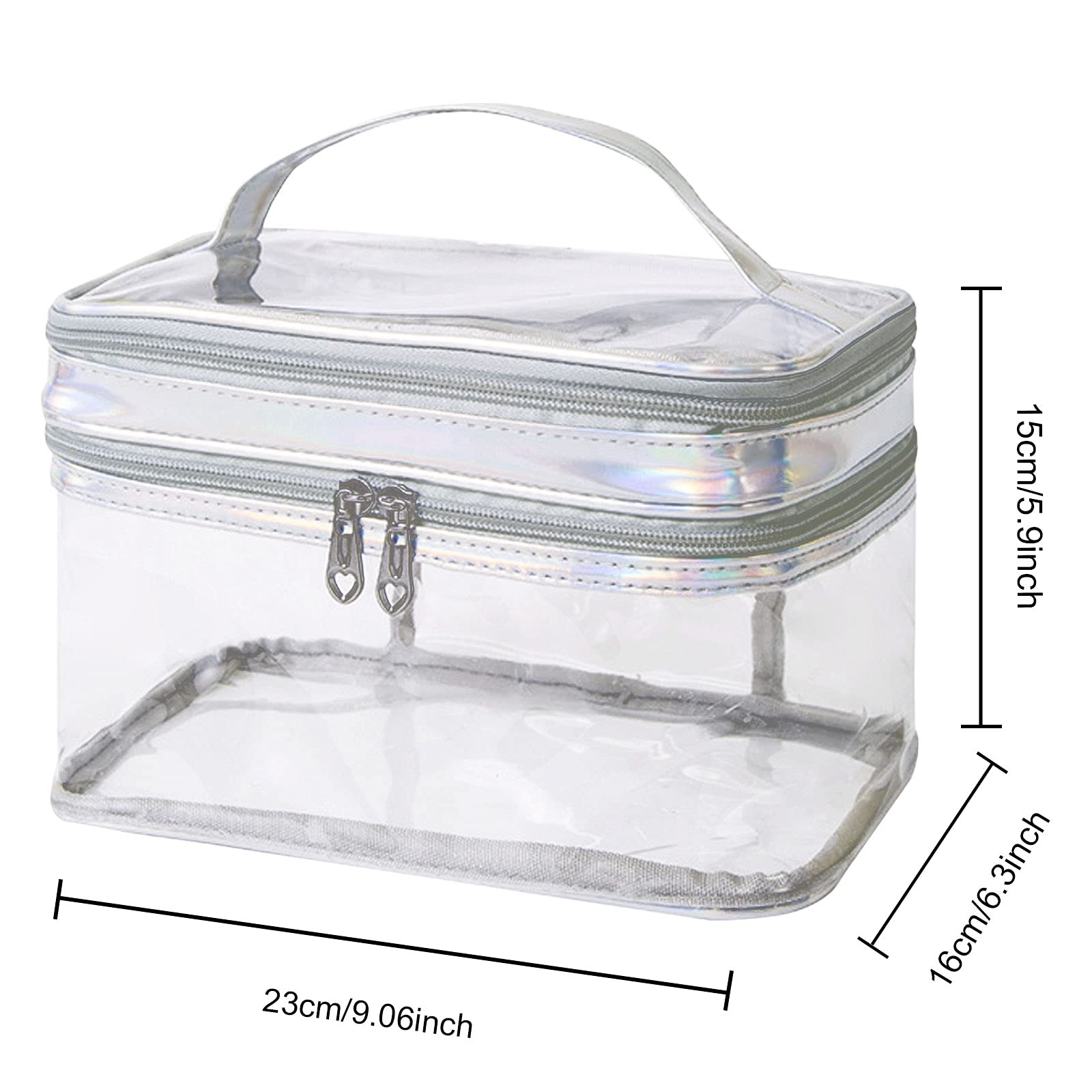 Clear Cosmetic Bag Dual Layer Travel Toiletry Organizer - Waterproof Makeup Brush Holder for Women | Perfect for Travel, Gym & Daily Essentials Storage