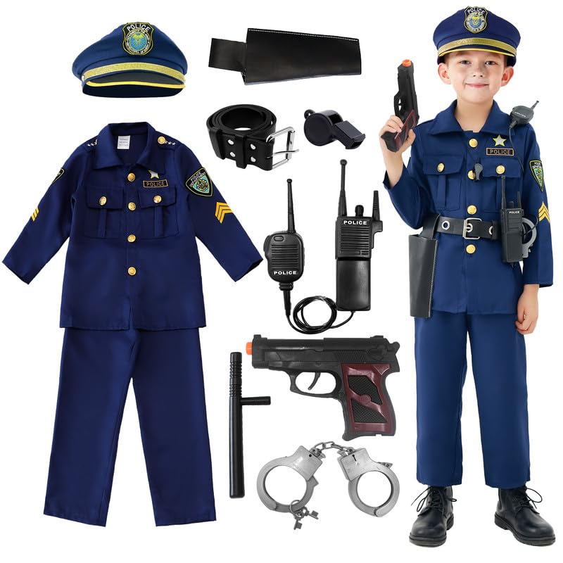 Kids Police Costume Set - Officer Uniform with Hat, Badge & Accessories for Halloween, Dress-Up & Role Play | Perfect for Parties, School Events & Pretend Play
