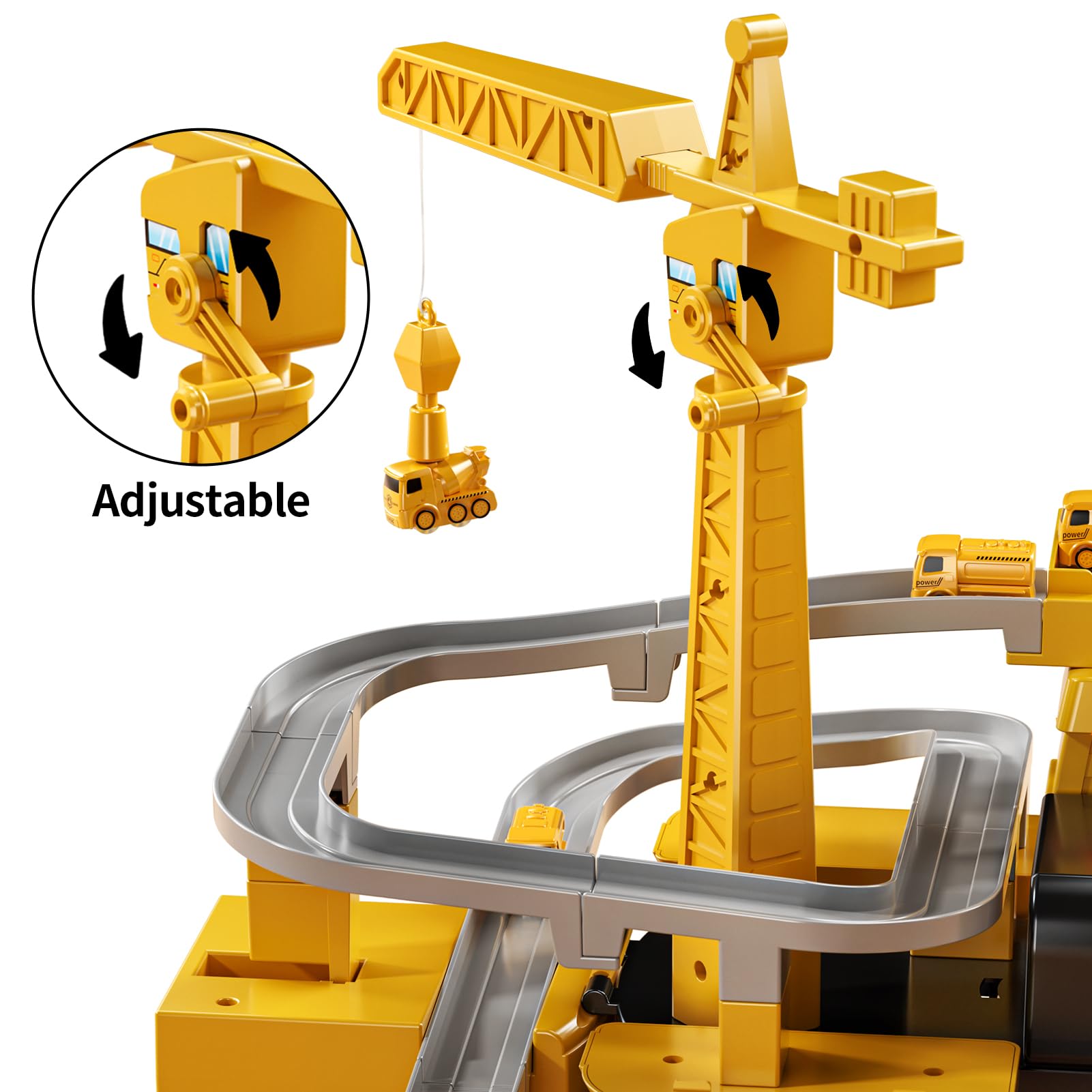 TEMI Construction Truck Toys for Kids Ages 3-7 - Engineering Digger & Crane Playset with Race Tracks, Excavator Toy for Toddlers Boys & Girls - Perfect Gift for 4-6 Year Olds | Outdoor Sandbox Play & Indoor Pretend Construction Games