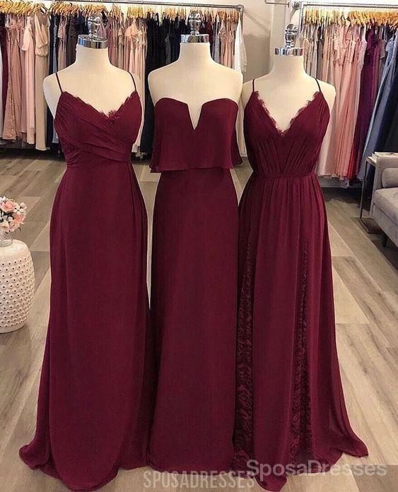 Elegant Burgundy Chiffon Bridesmaid Dresses for Wedding & Party - Mismatched Long Gowns WG130 | Perfect for Formal Events, Prom & Special Occasions