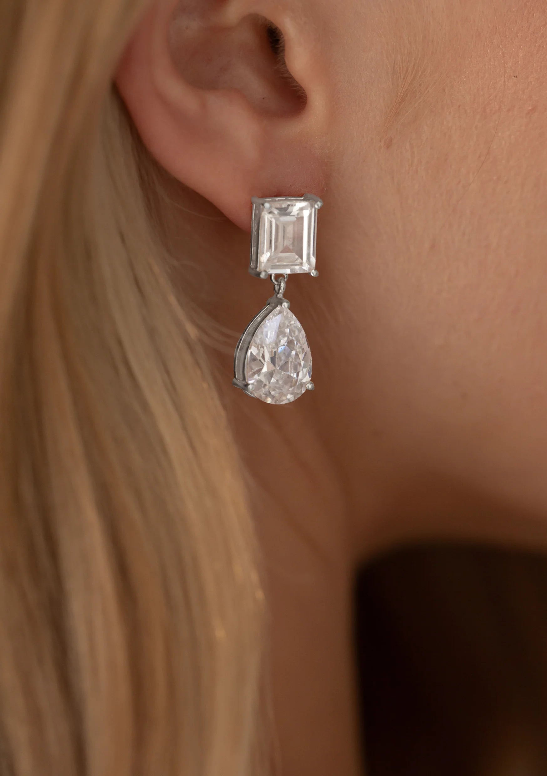 Lola Knight Sol Crystal Bridal Drop Earrings - Sterling Silver Wedding Jewelry for Brides, Bridesmaids & Formal Occasions