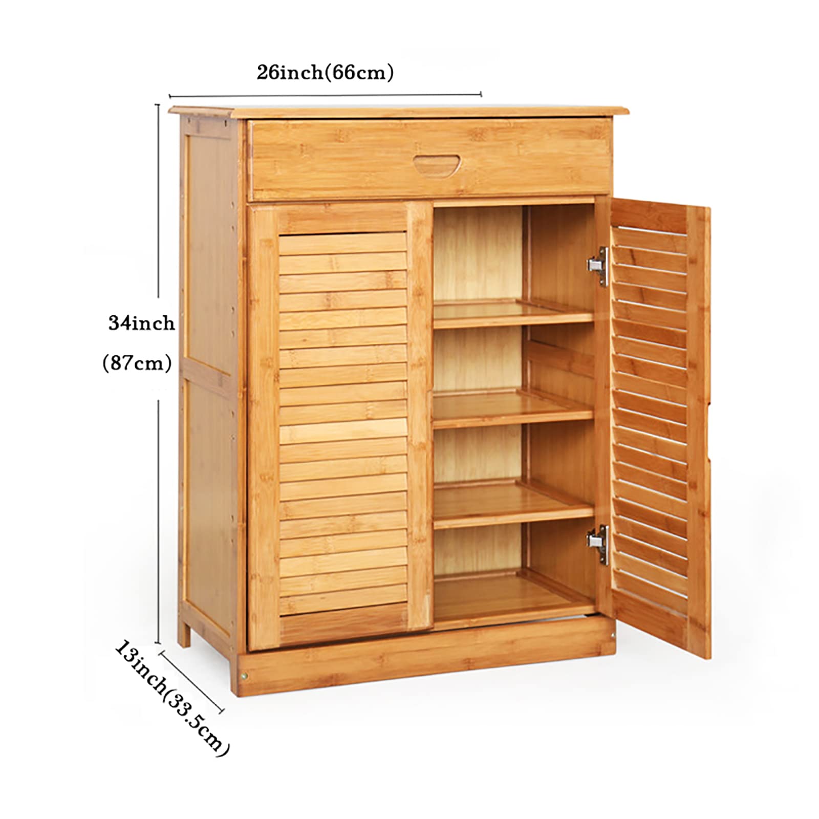 Bamboo Shoe Storage Cabinet with Doors - Rustic Entryway Shoe Organizer & Shoe Rack for Home, Office, or Mudroom | Space-Saving Shoe Cubby for Neat Shoe Organization