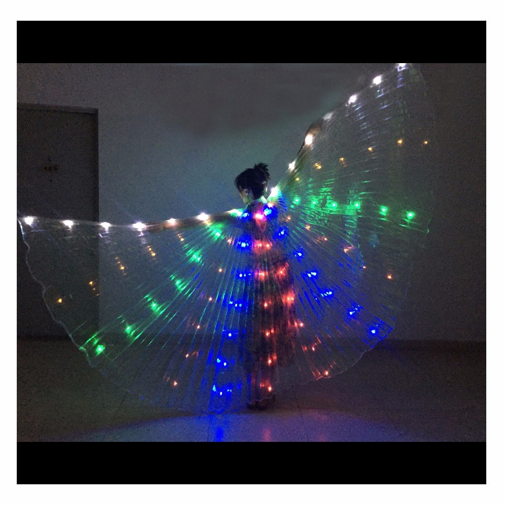 LED Belly Dance Wings for Women - No Stick Isis Wings with Angle Design | Professional Performance Costume for Belly Dancers, Stage Shows & Festivals