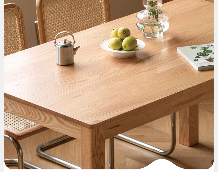 Premium Oak Solid Wood Nordic Dining Table - Modern Scandinavian Style for Kitchen, Dining Room & Small Spaces