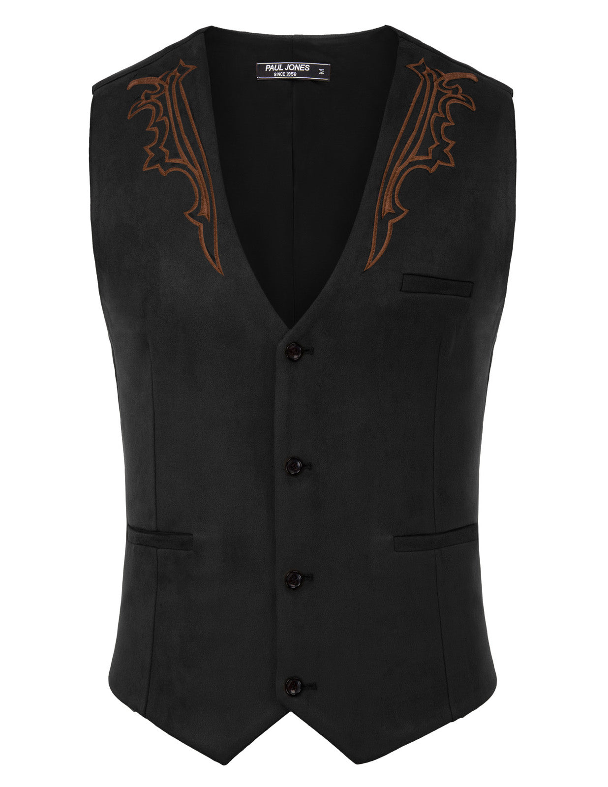 Men's Slim Fit Suede Leather Vest with Embroidery - Western Style Waistcoat for Casual Wear & Cowboy Costume