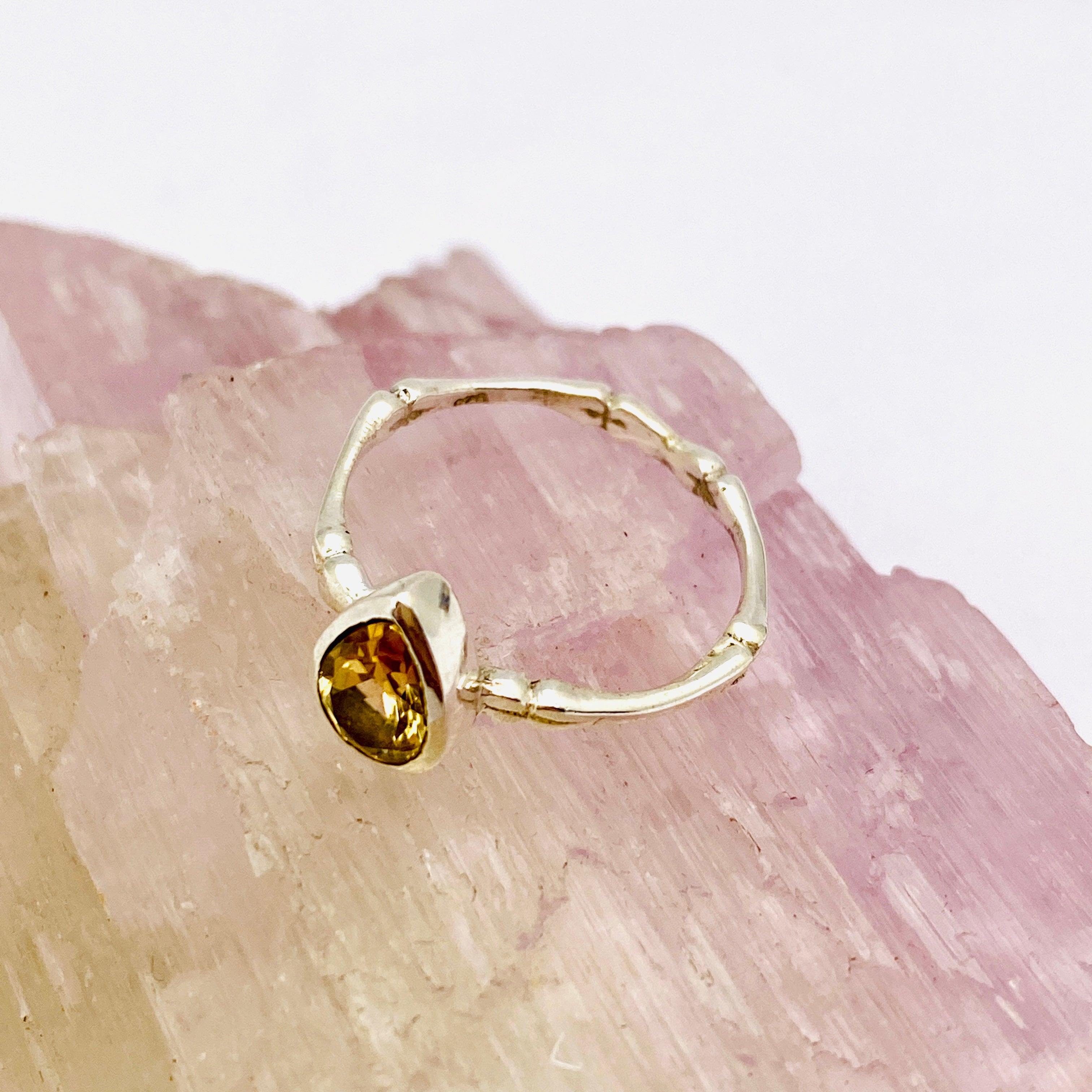 Natural Citrine Faceted Teardrop Ring 14K Gold Plated Fine Band Jewelry R3691 CT - Perfect for Weddings, Parties & Everyday Elegance