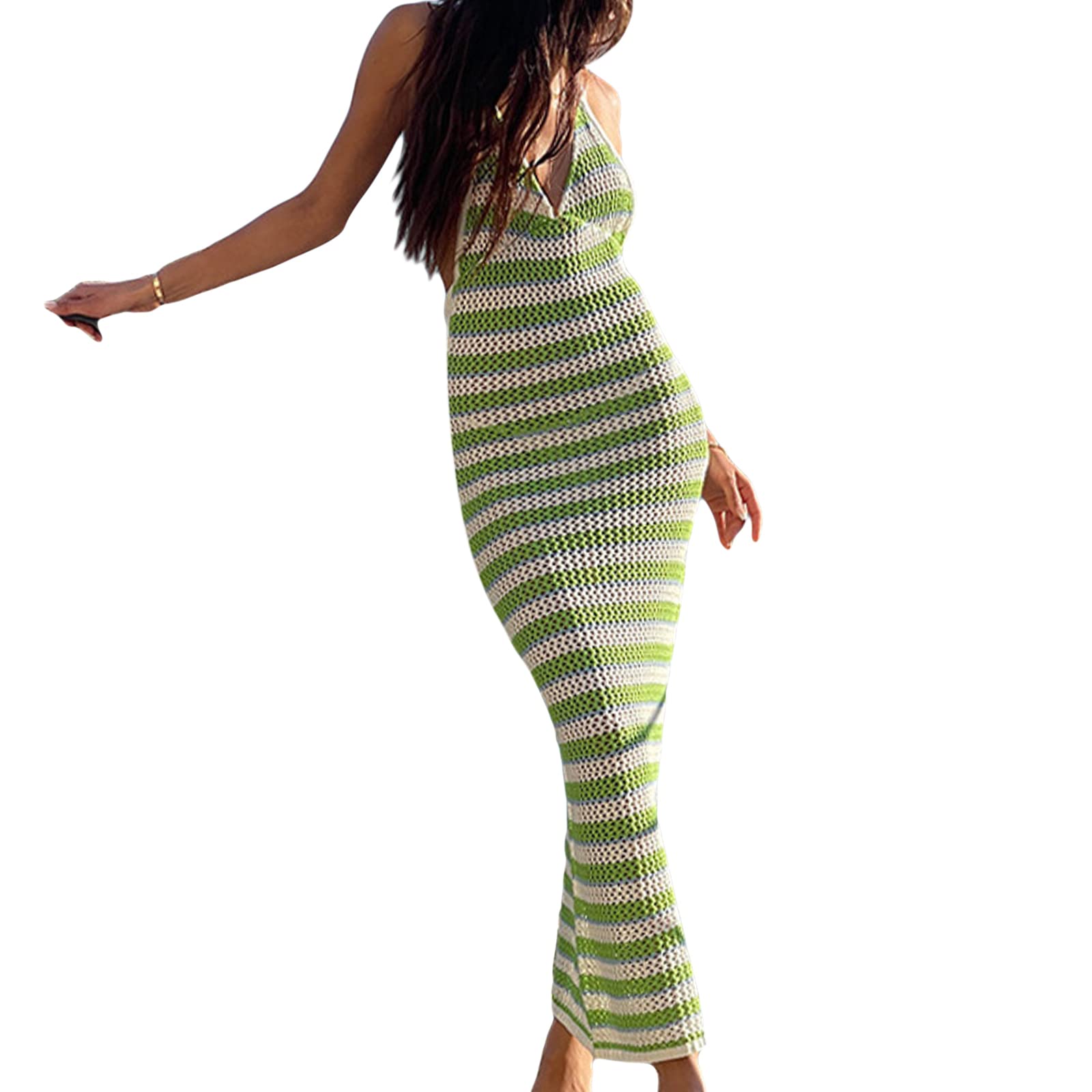 GOOCHEER Women's Sexy Spaghetti Strap Maxi Dress - Backless Bustier Elegant Slim Long Gown for Wedding Guest & Bridesmaid | Perfect for Beach Parties, Date Nights & Formal Events