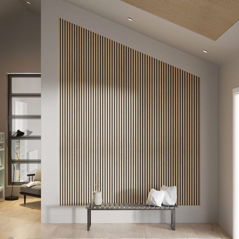 WOODFLEX Flexible Acoustic Wood Slat Wall Panel - Oak Veneer 94.5'' x 23.6'' - Soundproofing & Decorative Wall Treatment for Home Theater, Office, and Studio