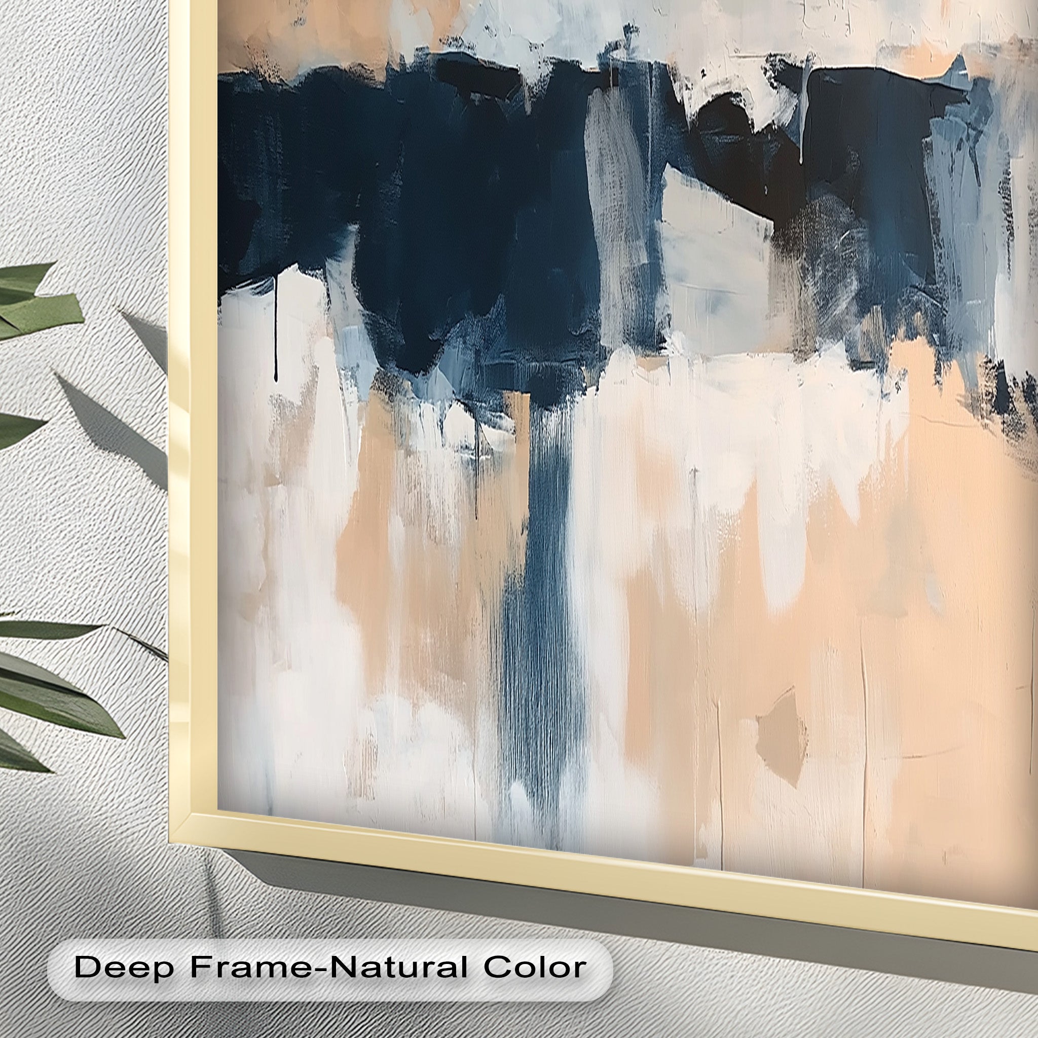 Coastal Horizon - Neutral Navy Abstract Oil Painting on Canvas | Modern Wall Art for Living Room, Bedroom & Office Decor