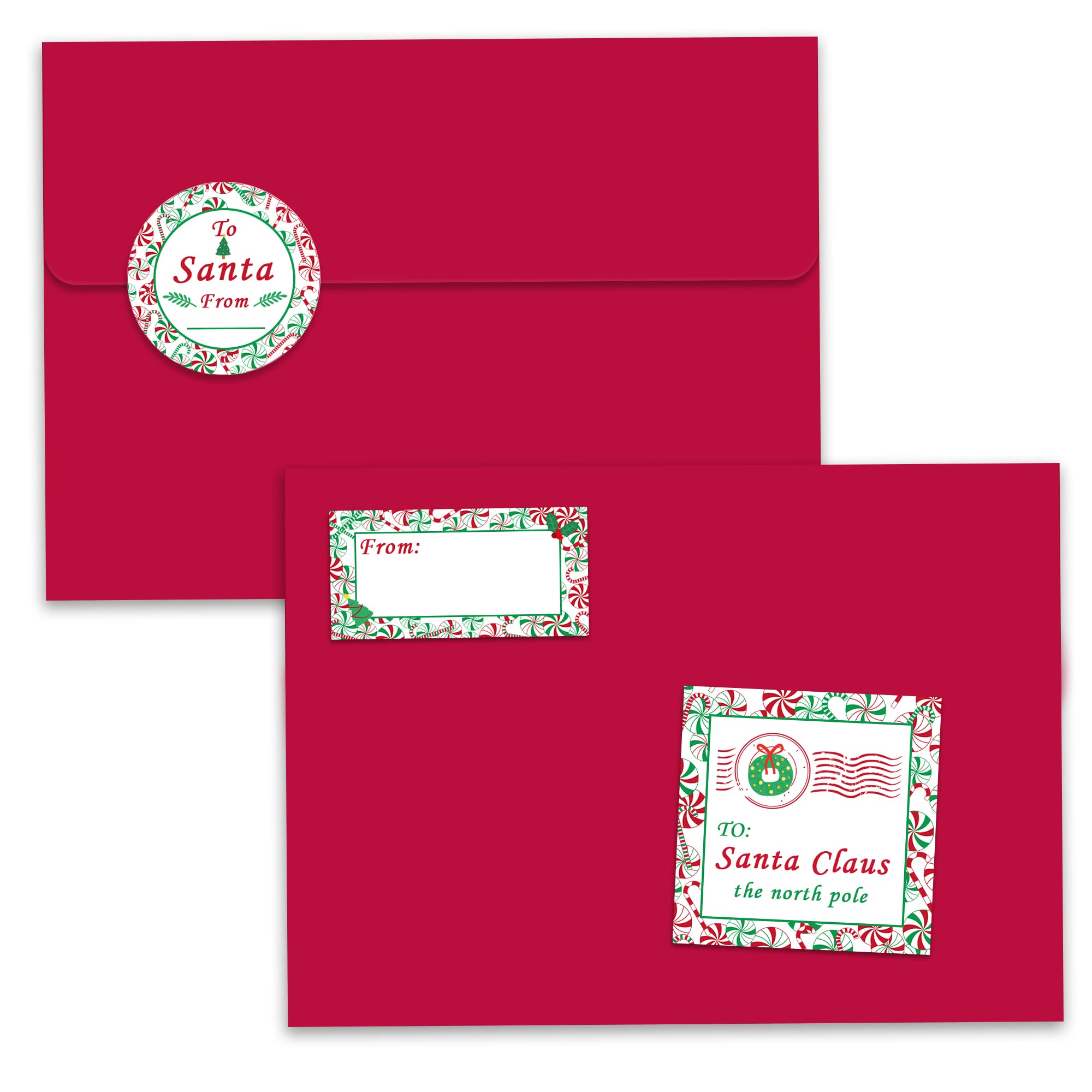 Watayo 40 PCS Official Letter to Santa Kit - 8 Christmas Fill-in-the-Blank Cards with Red Envelopes & Stickers - 5