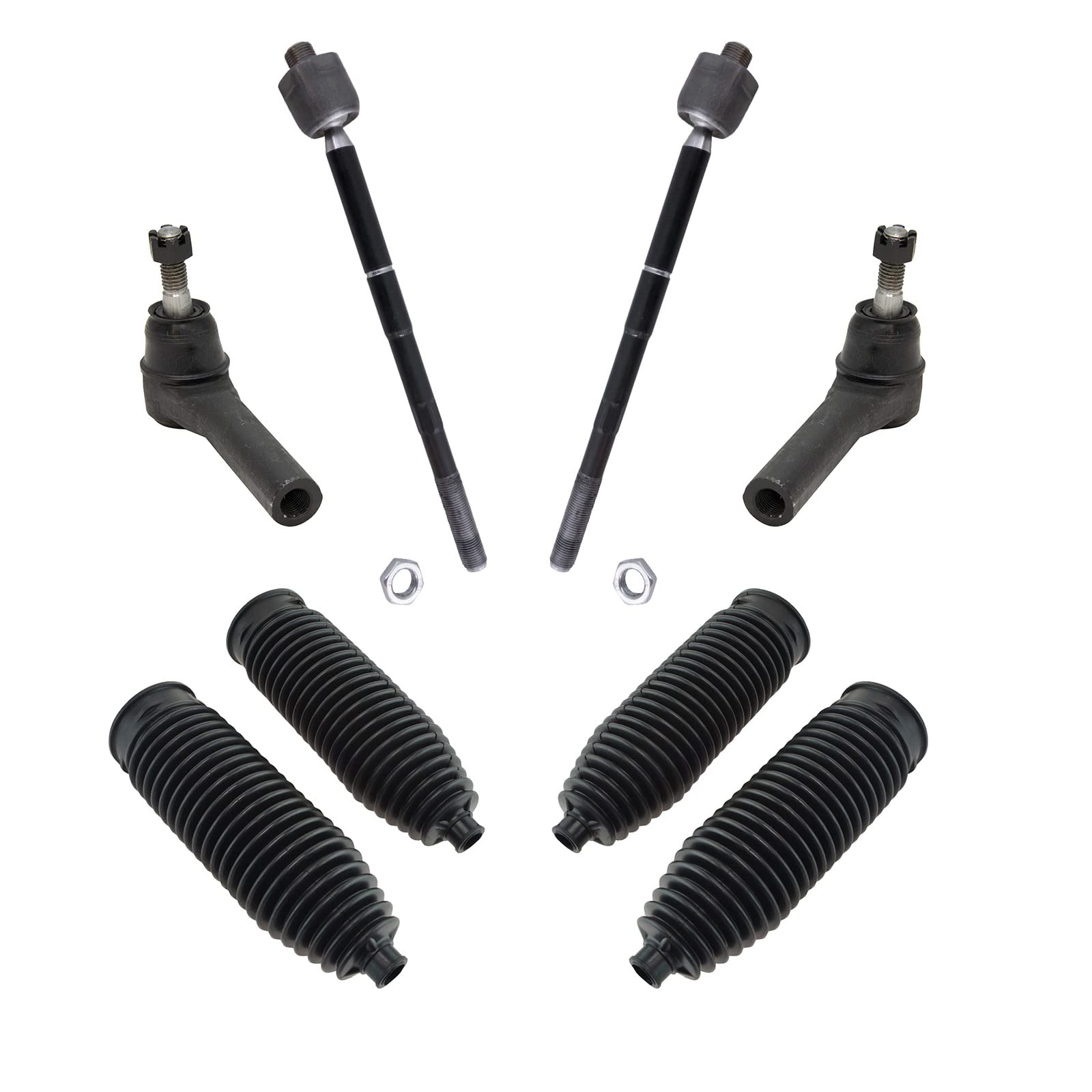 TRQ Front Driver & Passenger Side Inner & Outer Steering Kit - Compatible with 2015-2020 Cadillac, 2014-2020 Chevrolet & GMC - Includes Rack & Pinion Bellow & Tie Rod - Perfect for Off-Roading, Daily Commuting & Vehicle Maintenance