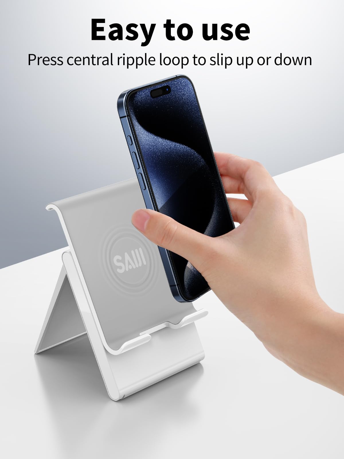 SAIJI Adjustable Tablet Stand Holder - Portable Foldable Desktop Stand Dock for iPad, iPhone, Nintendo Switch, Samsung Galaxy & Kindle Fire - Gray - Perfect for Home, Office & Travel Use