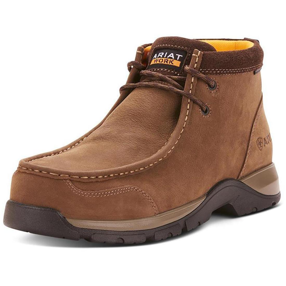 Edge LTE Composite Toe Moc Toe Work Boots for Men - Dark Brown Safety Shoes for Construction, Warehouse & Outdoor Work