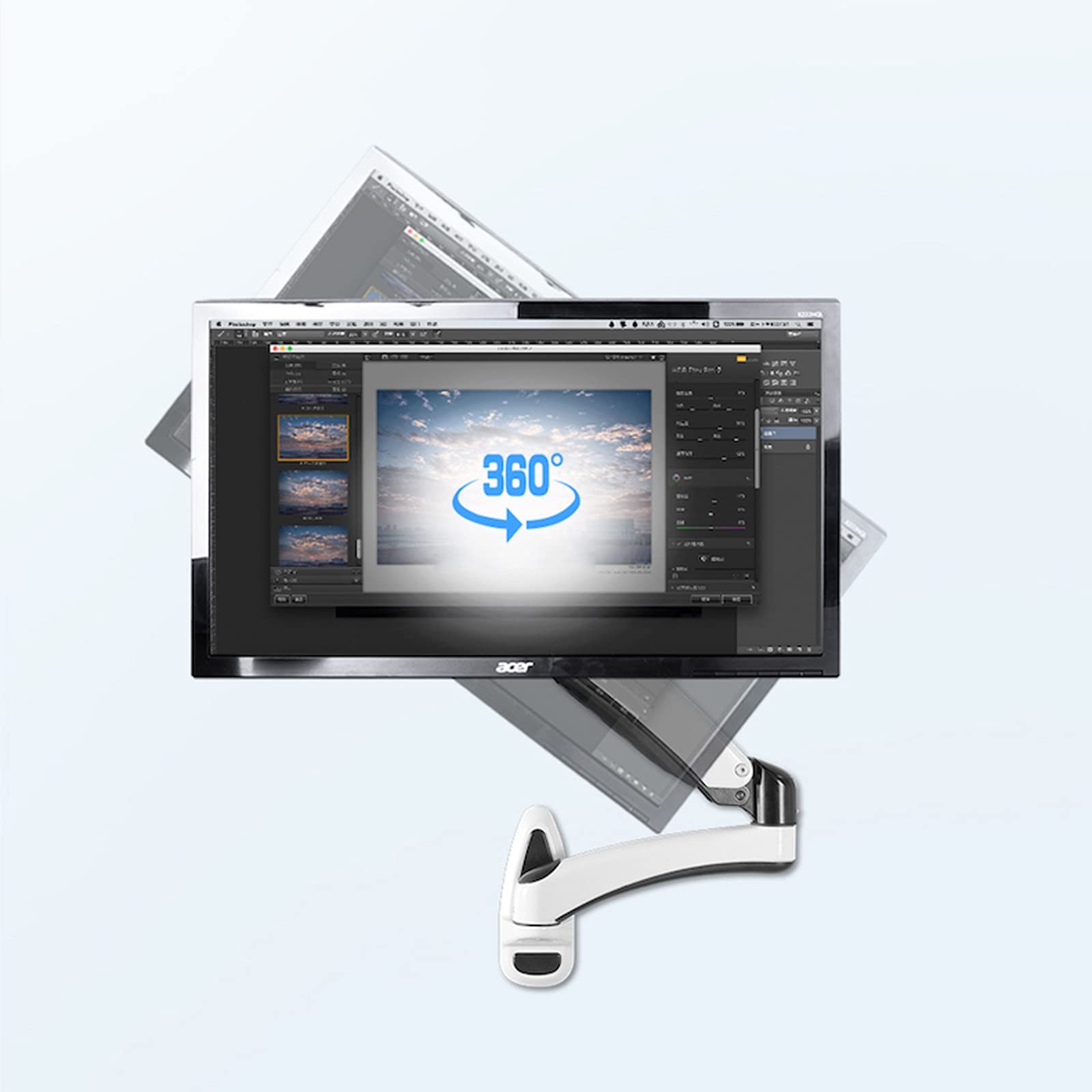 Ergonomic Monitor Arm Stand - Adjustable Long Arm Monitor Mount for 12