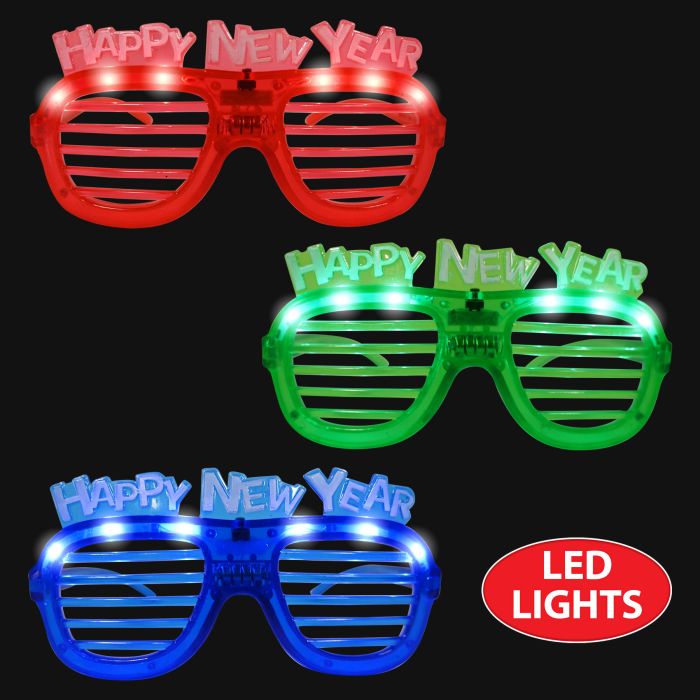 12 Pack Beistle Happy New Year LED Shutter Glasses - Party Favors for New Year's Eve Celebration, Countdown Events & Festive Gatherings