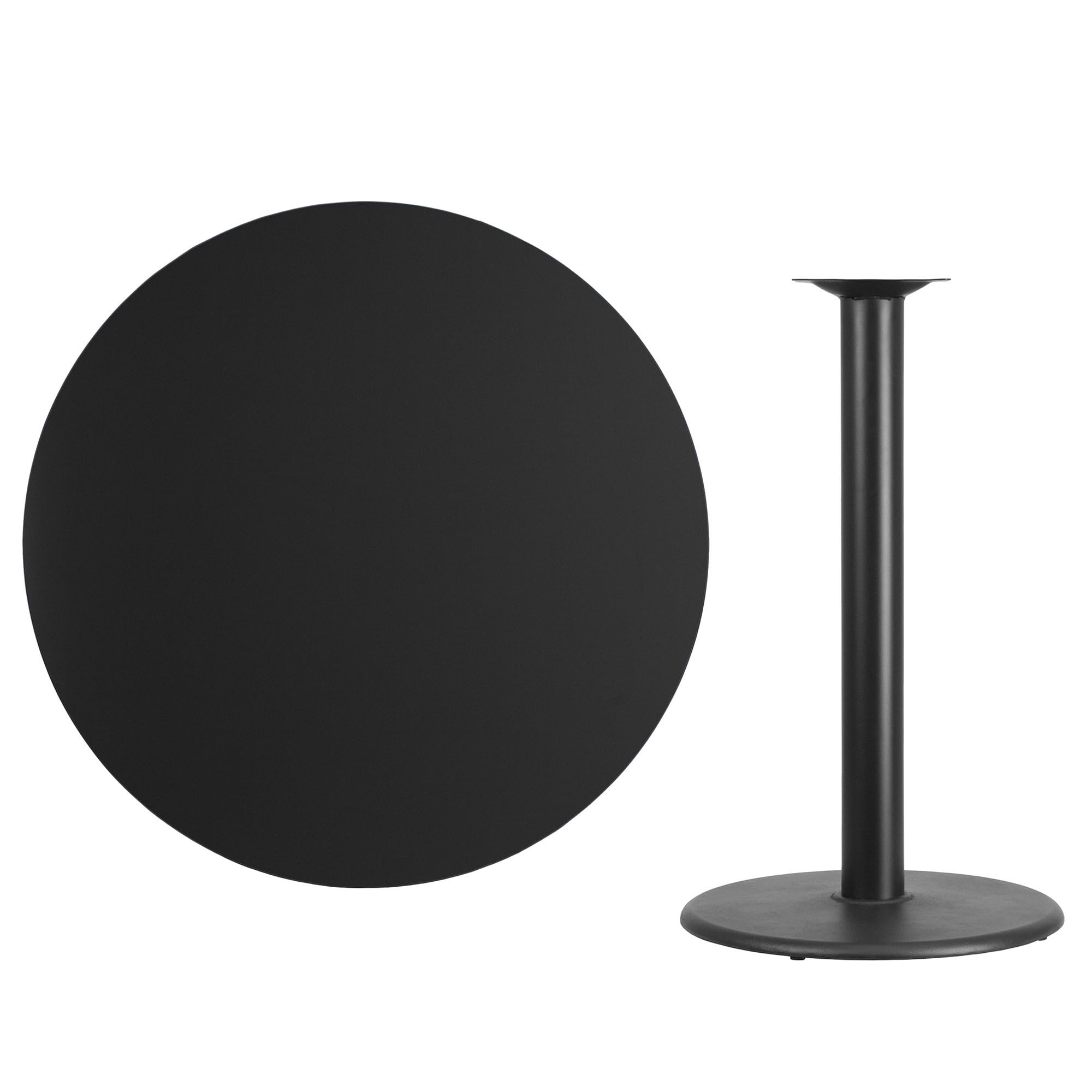 Flash Furniture Stiles 42'' Round Black Laminate Dining Table Top with 24'' Bar Height Base - Perfect for Kitchen, Breakfast Nook & Small Space Dining