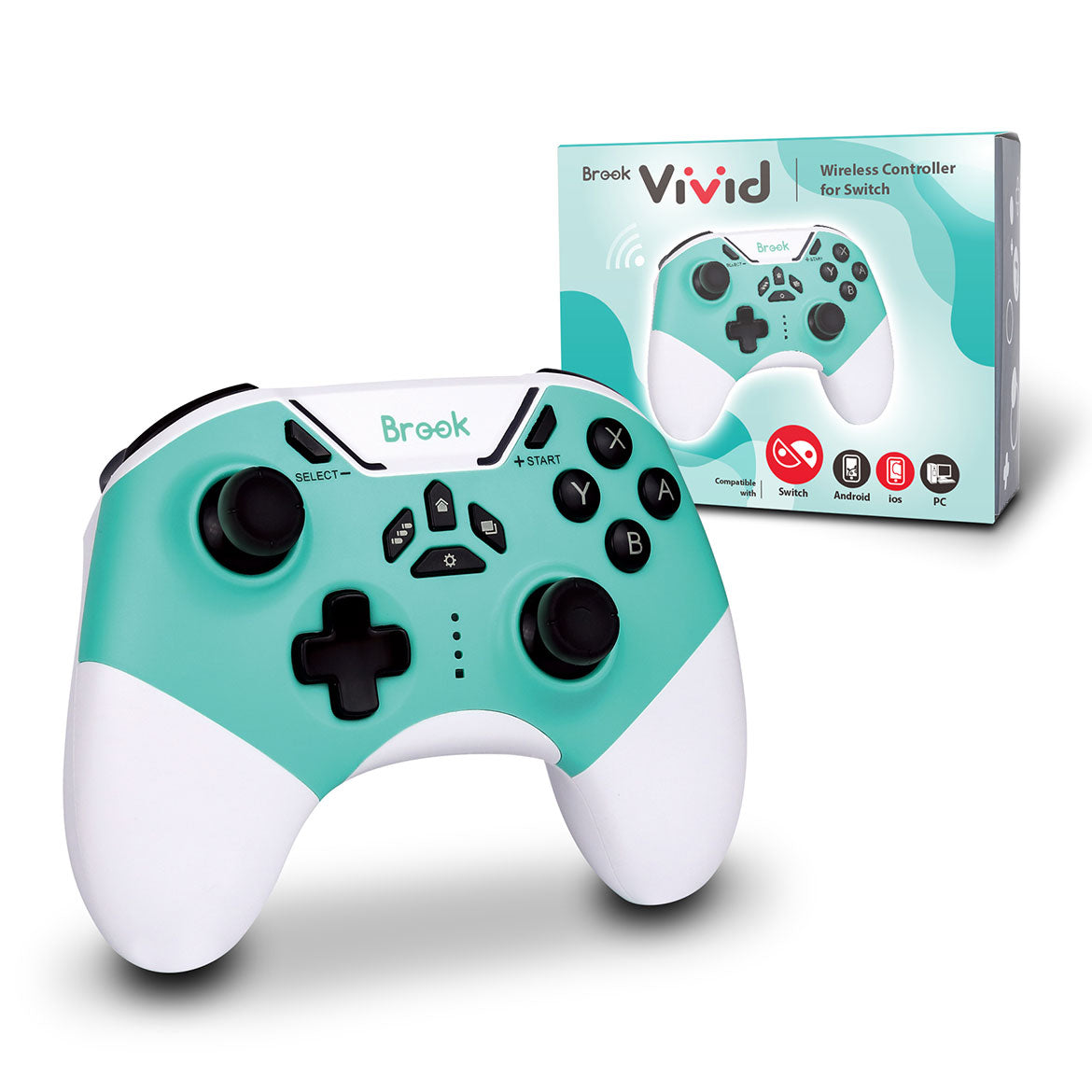Brook Vivid Wireless Gaming Controller for PS4/PS5/PC - Blue | Ergonomic Design with Dual Vibration | Perfect for FPS, Racing & Sports Games