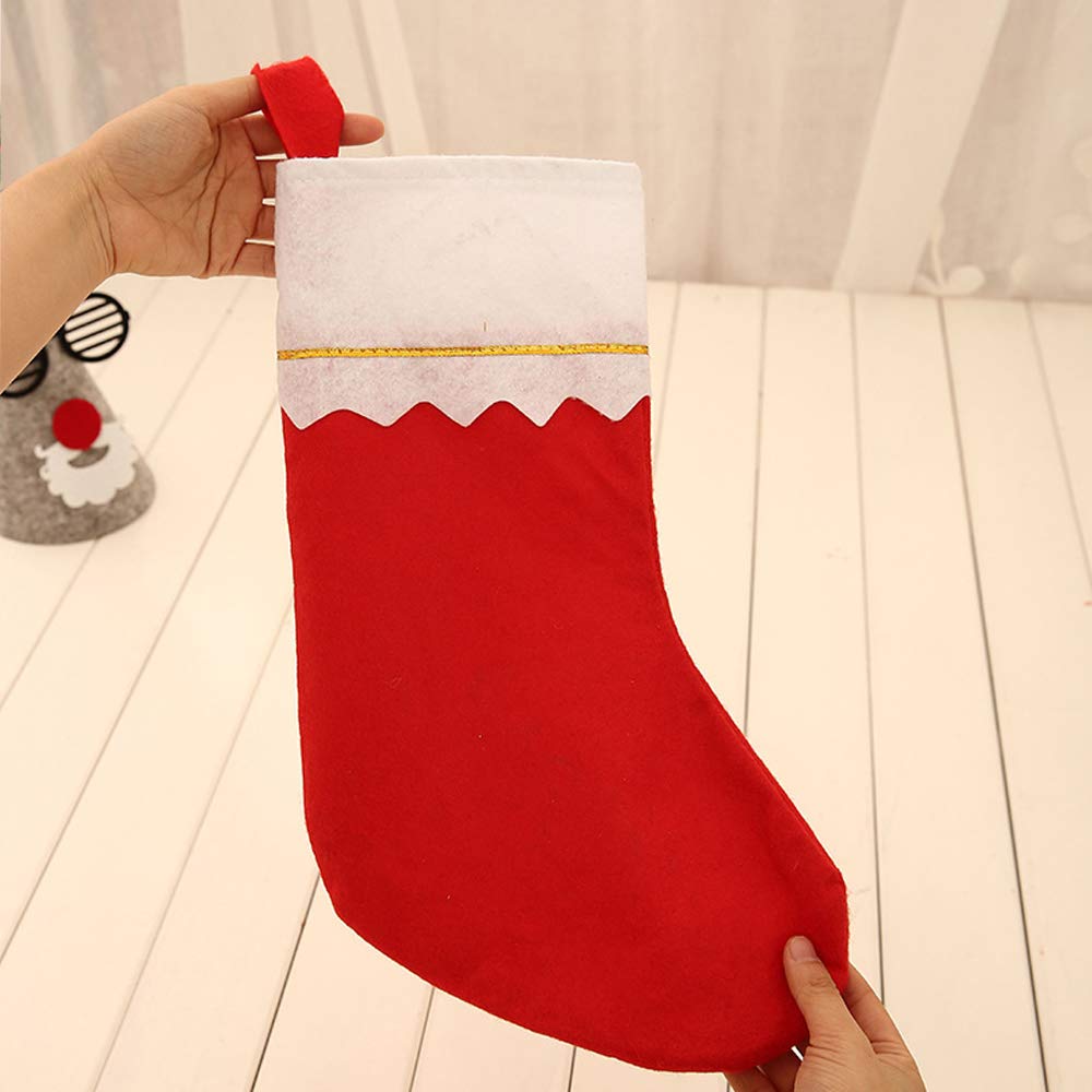 Large Red and White Christmas Stockings - 5 Pack DIY Non-Woven Holiday Stocking Kits for Fireplace, Tree Decor | Personalized Xmas Party Decorations | Perfect for Home, Office, and Gift Exchanges
