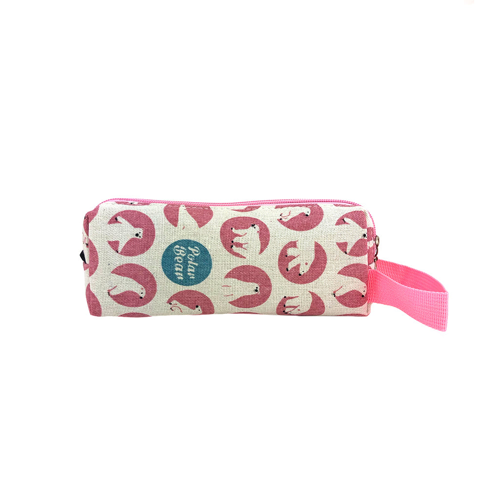 Stylish Canvas Polar Bear Pencil Case - Durable & Cute School Supplies for Students, Artists & Office Use