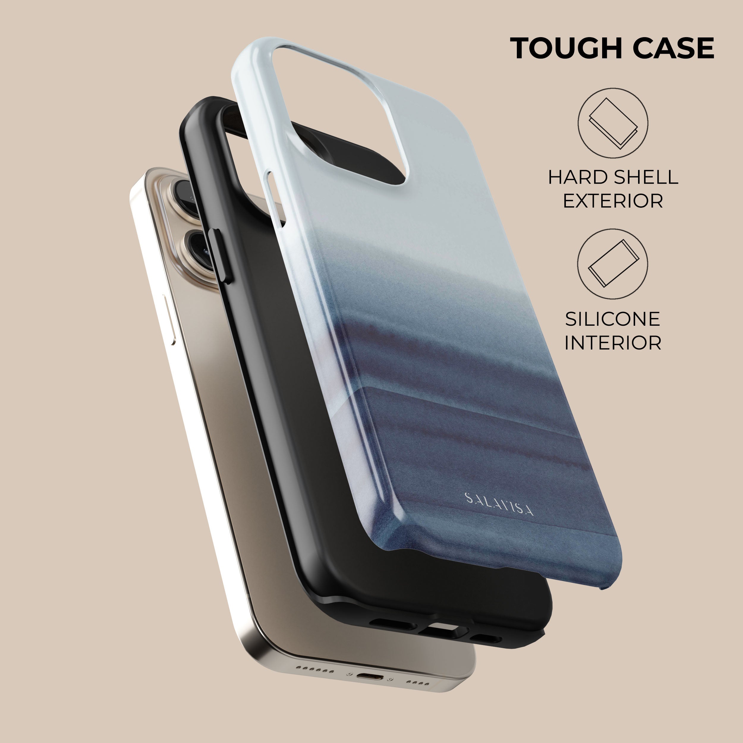 Ocean Tie Dye Phone Case for iPhone 15 14 13 12 Pro Max - Waterproof Shockproof Protective Cover - Trendy Hippie Style for Beach Vacation & Summer Festival