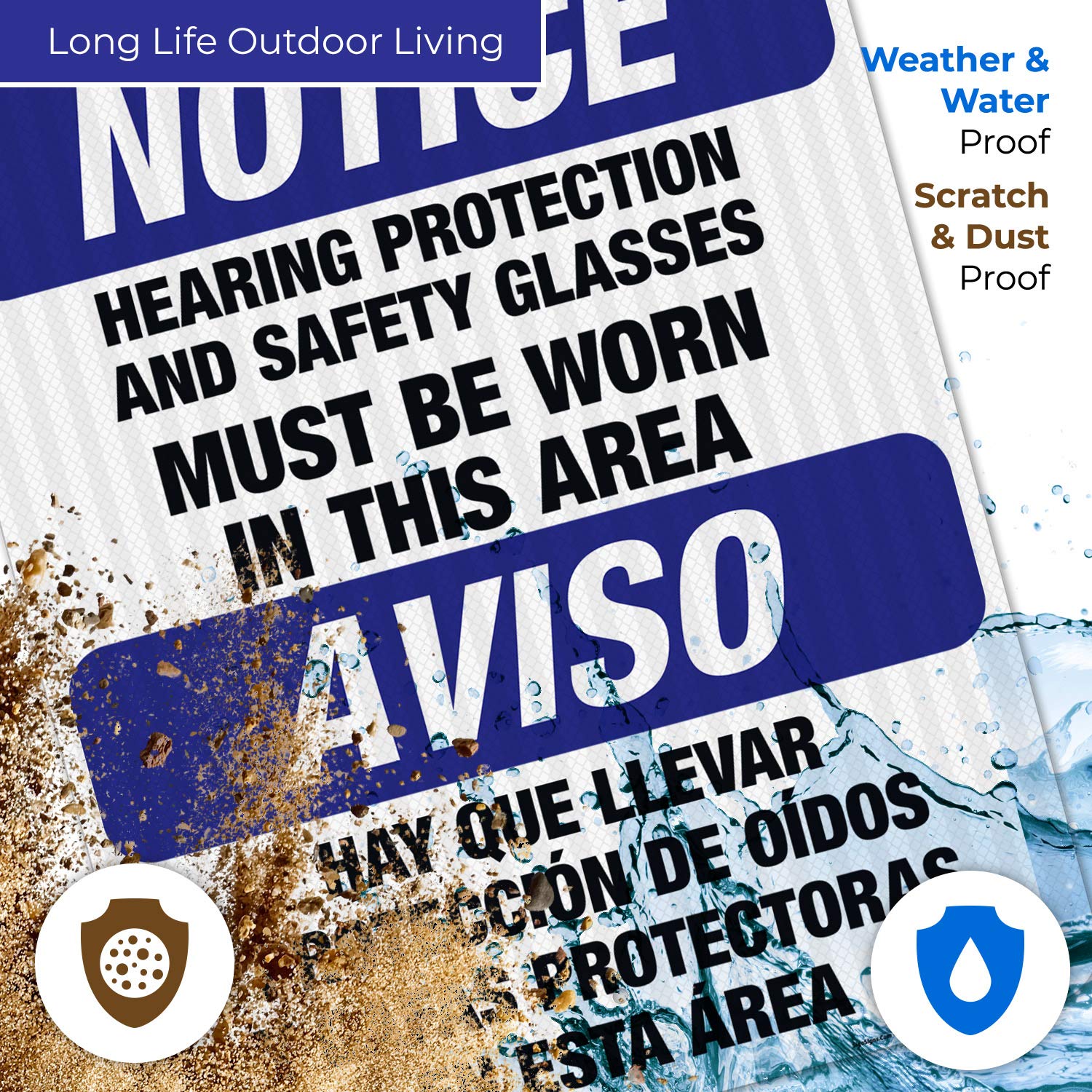 OSHA Compliant Bilingual Safety Sign - Hearing Protection & Safety Glasses Required in This Area | 24x30 Inch 3M EGP Reflective Aluminum Sign | Fade-Resistant for Indoor/Outdoor Use | Made in USA | Perfect for Construction Sites & Industrial Workplaces