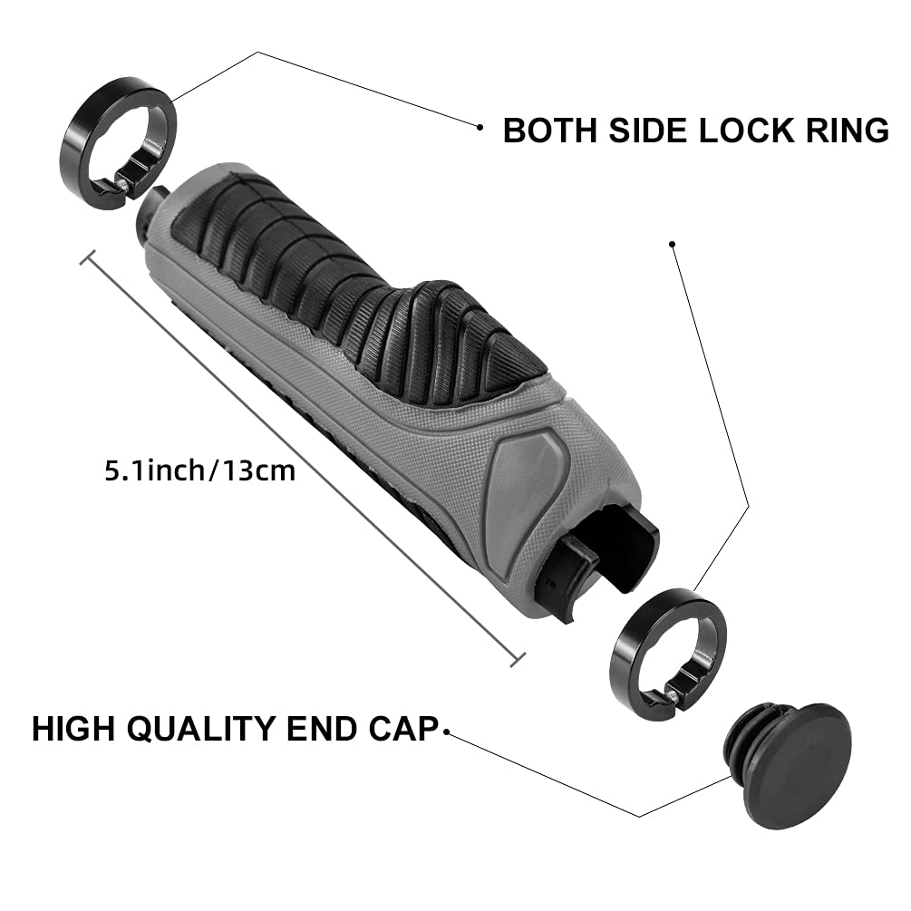 ROCKBROS Mountain Bike Handlebar Grips - Lock-On Double Aluminum Clamp MTB/BMX Grips (Black, Grey, Red, Green) - Ergonomic Non-Slip Design for Trail Riding, Commuting & Urban Cycling